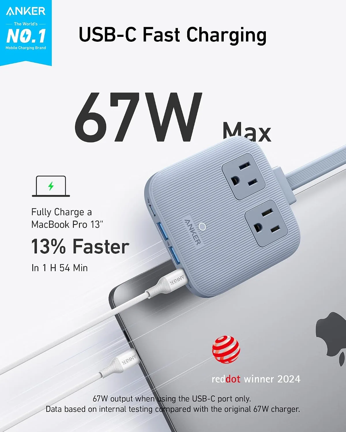 Anker Travel Power Strip, Anker Nano 67W Max 6-in-1 USB C Charger, 2 USB C