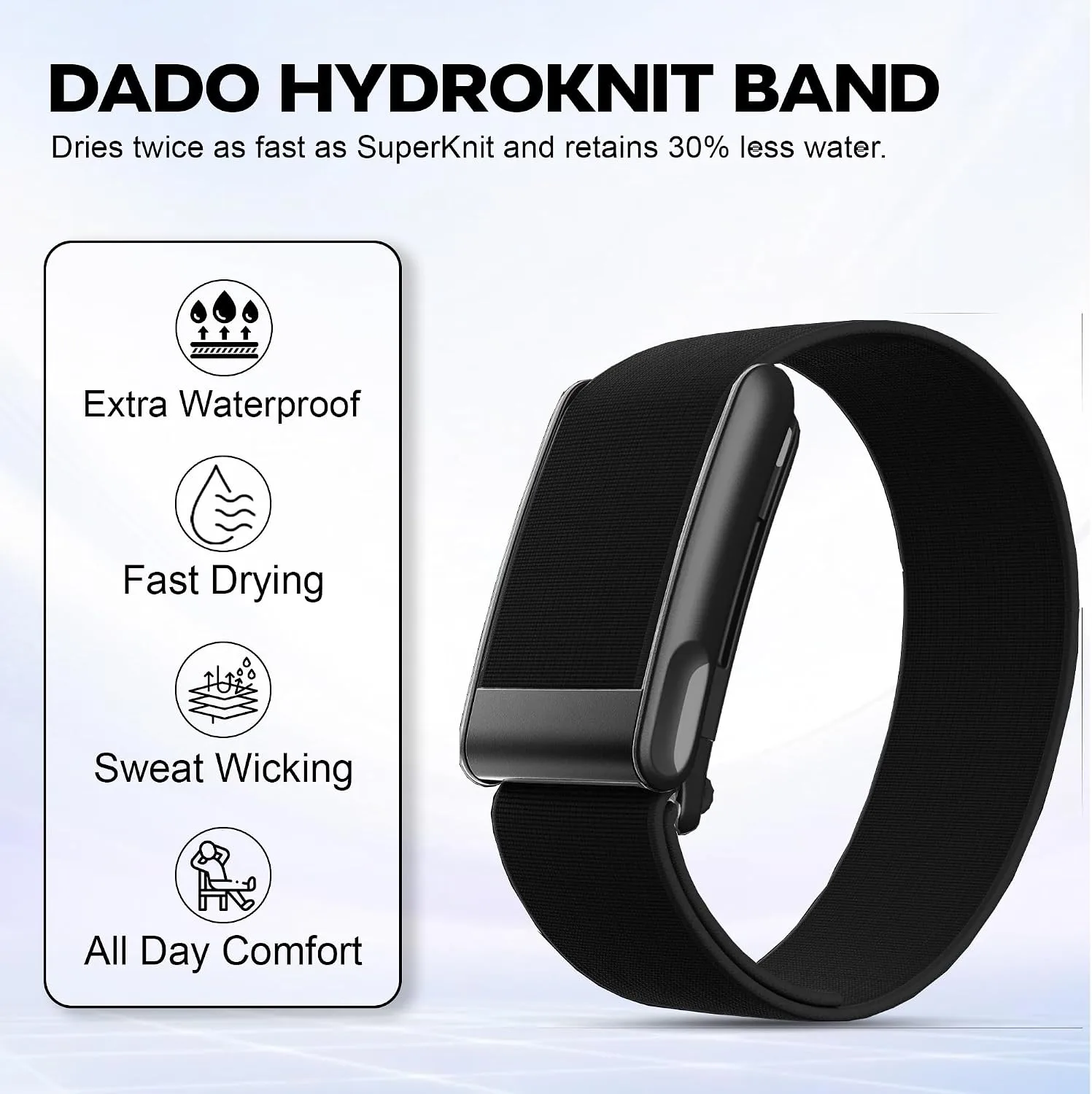 DADO HydroKnit Waterproof Nylon Sport Band Compatible with WHOOP 5.0, One, Peak, and Life | Elastic, Fast-Drying, Water-Resistant, and Comfortable Strap for Active Lifestyles