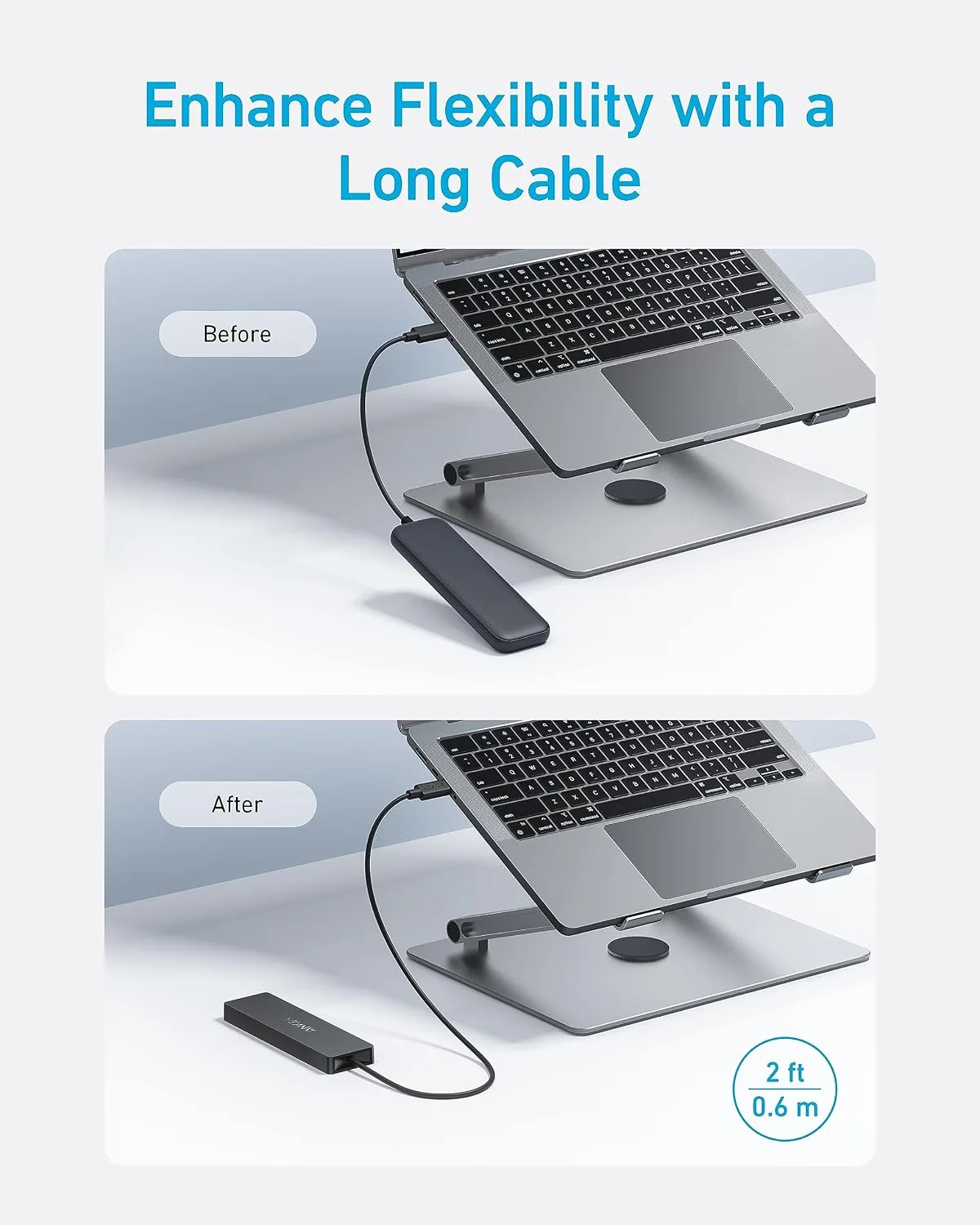 Anker 4-Port USB 3.0 Hub with 5Gbps Data Transfer, Ultra-Slim USB-C Connector Hub, for MacBook, iMac, Surface, Mobile HDD, and More (2 ft USB-C Connector, Charging Not Supported) (Pack of 2)