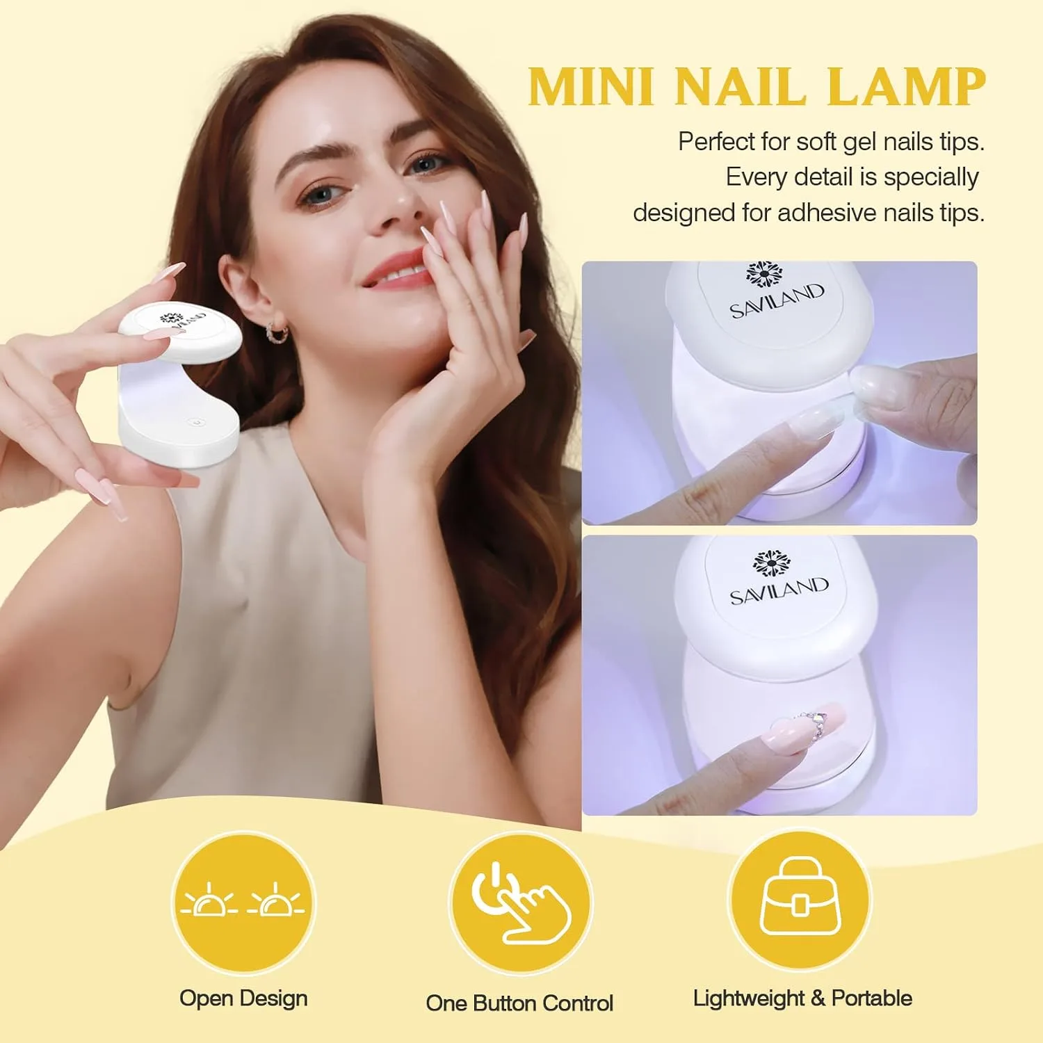 SAVILAND Medium Square Soft Gel Nail Tips Kit, 500 PCS, Drill and U V Lamp