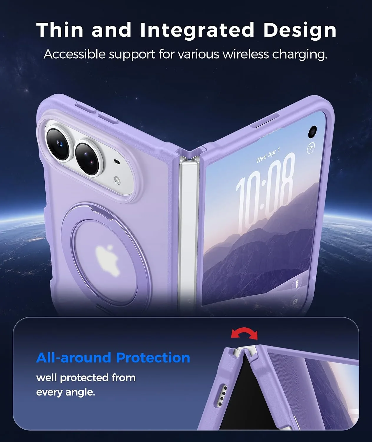 FNTCASE for iPhone Duo Case with 360 Spin Magnetic Stand Light Purple