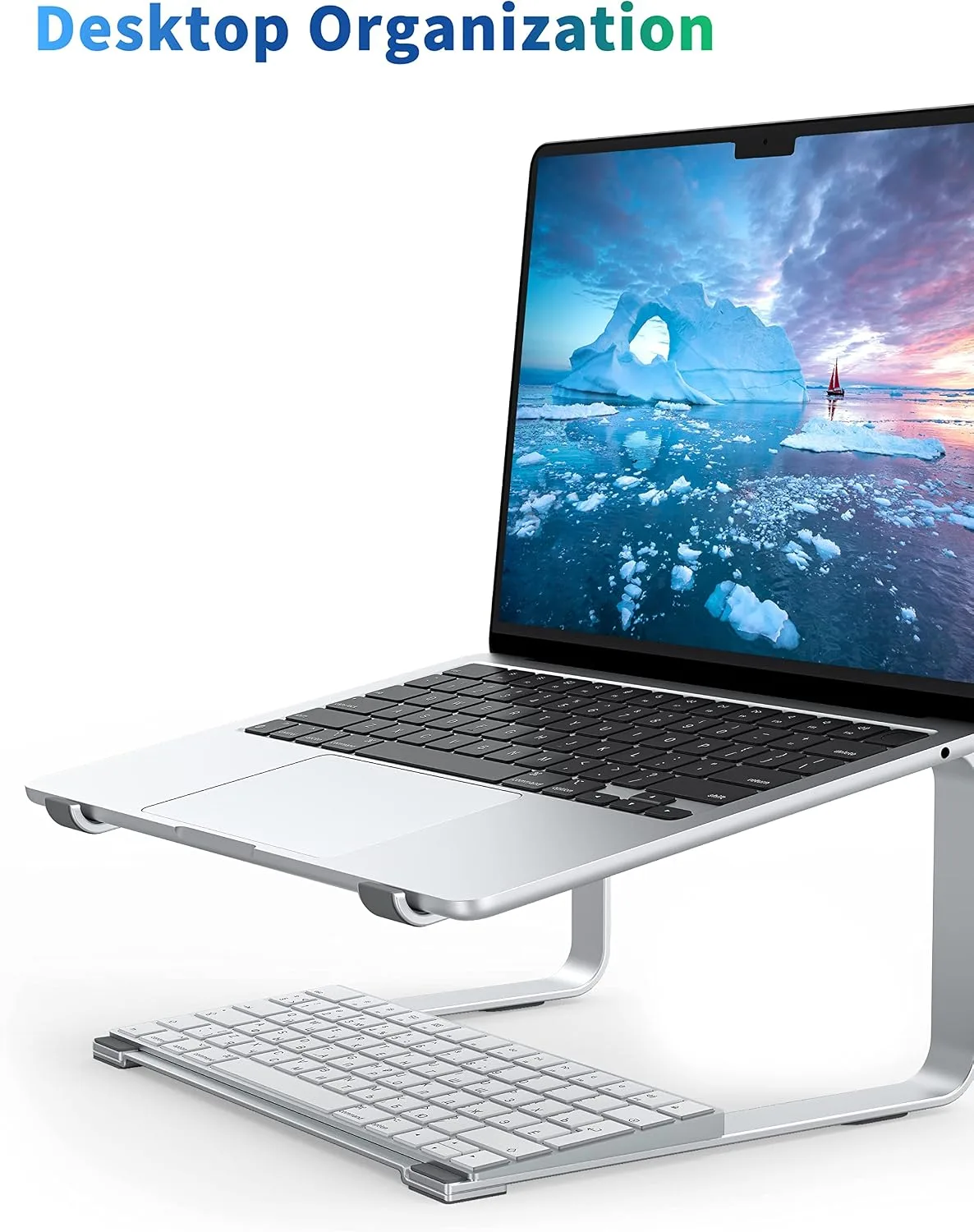 SOUNDANCE Laptop Stand for Desk, Metal Riser, Fits 12-17.3 Inch, Silver