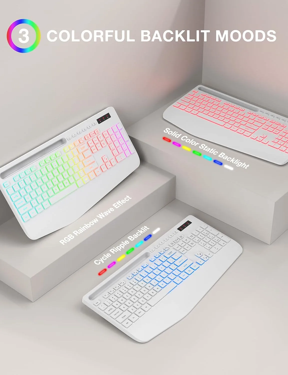 SABLUTE Wireless Keyboard and Mouse Combo - 9 Backlit Effects, RGB, 2.4Ghz