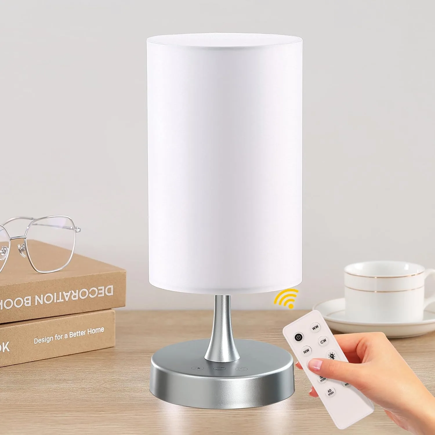 Caromolly Light Therapy Lamp, 10000 Lux Light with Remote Control, 3 Color Temperature & 4 Brightness Level & Timer, Daylight Lamp for Home, Office, Decoration(Silver Base White Shade)