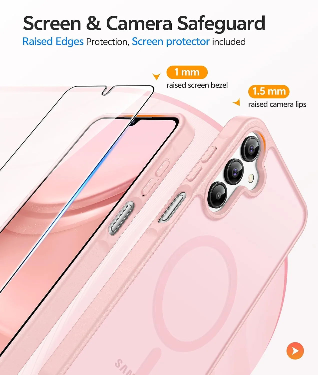 FNTCASE for Samsung Galaxy A15 5G Phone Case, Fit for Magsafe, Light Pink