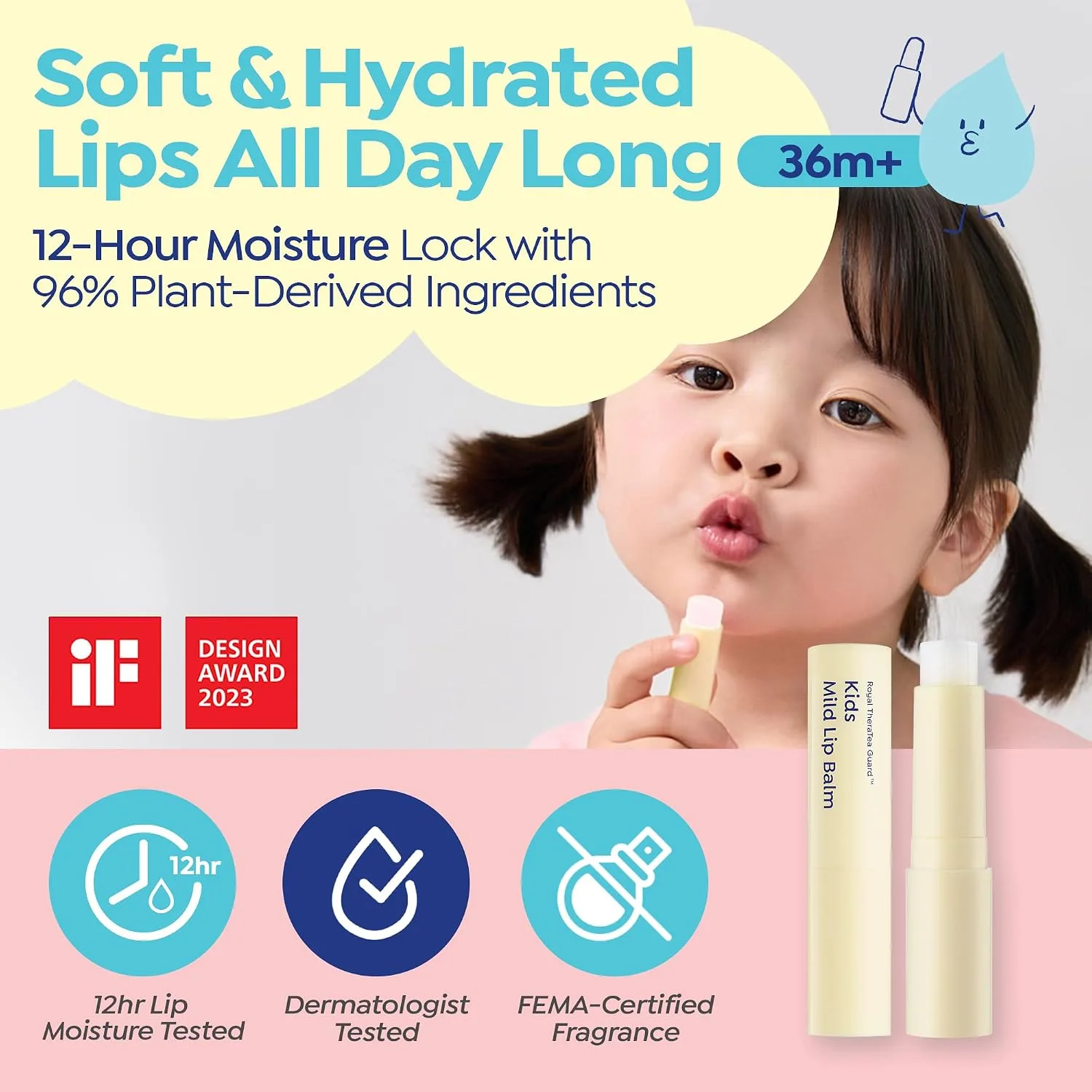 GOONGBE Kids Lip Balm, Korean Hydrating Shea Butter, Allergen Free, 0.1 oz