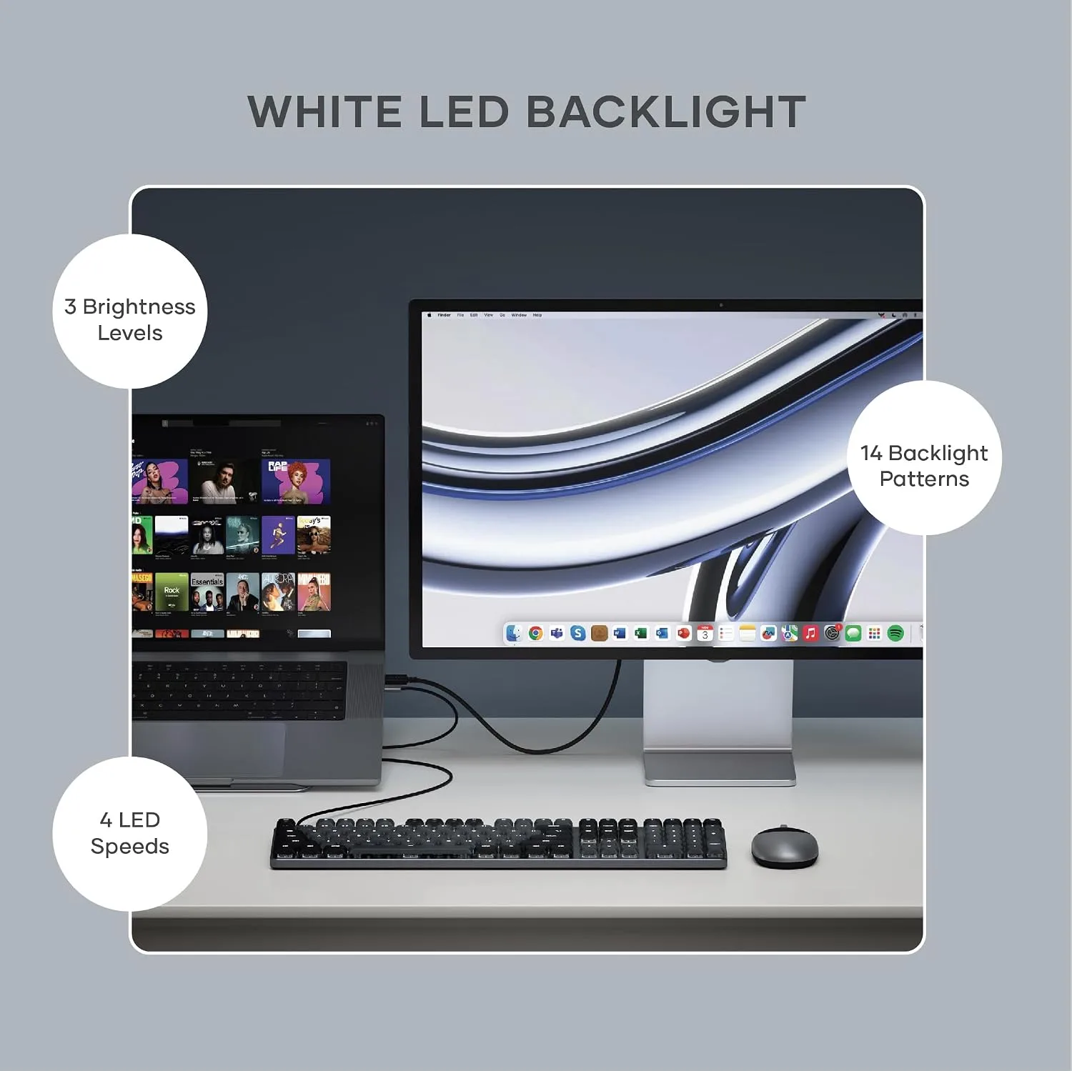 Satechi SM3 Mechanical Keyboard, White LED Backlit, Dark Gray/Gray