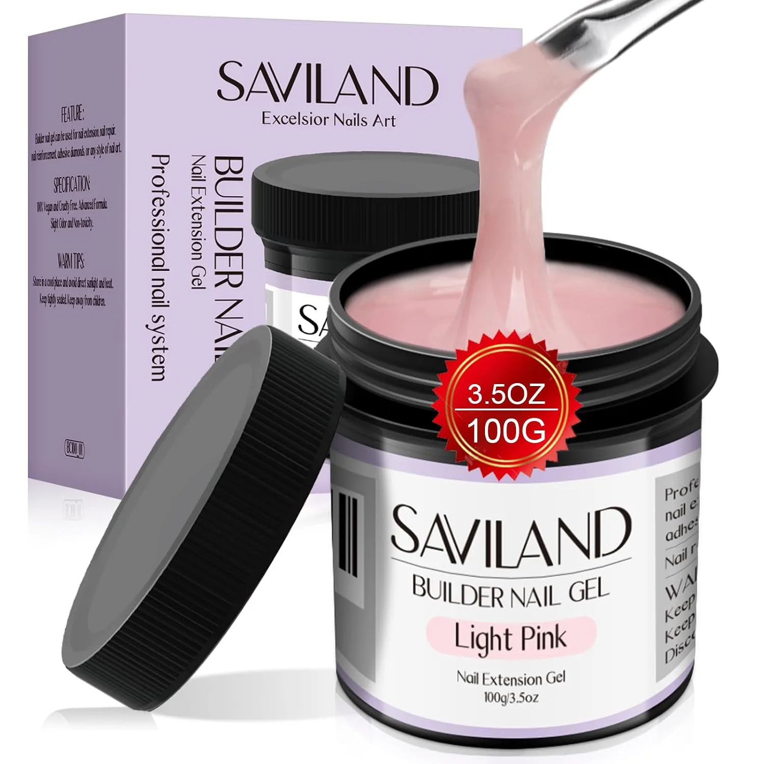 Gel Constructor para Uñas Saviland Light Pink 100 g
