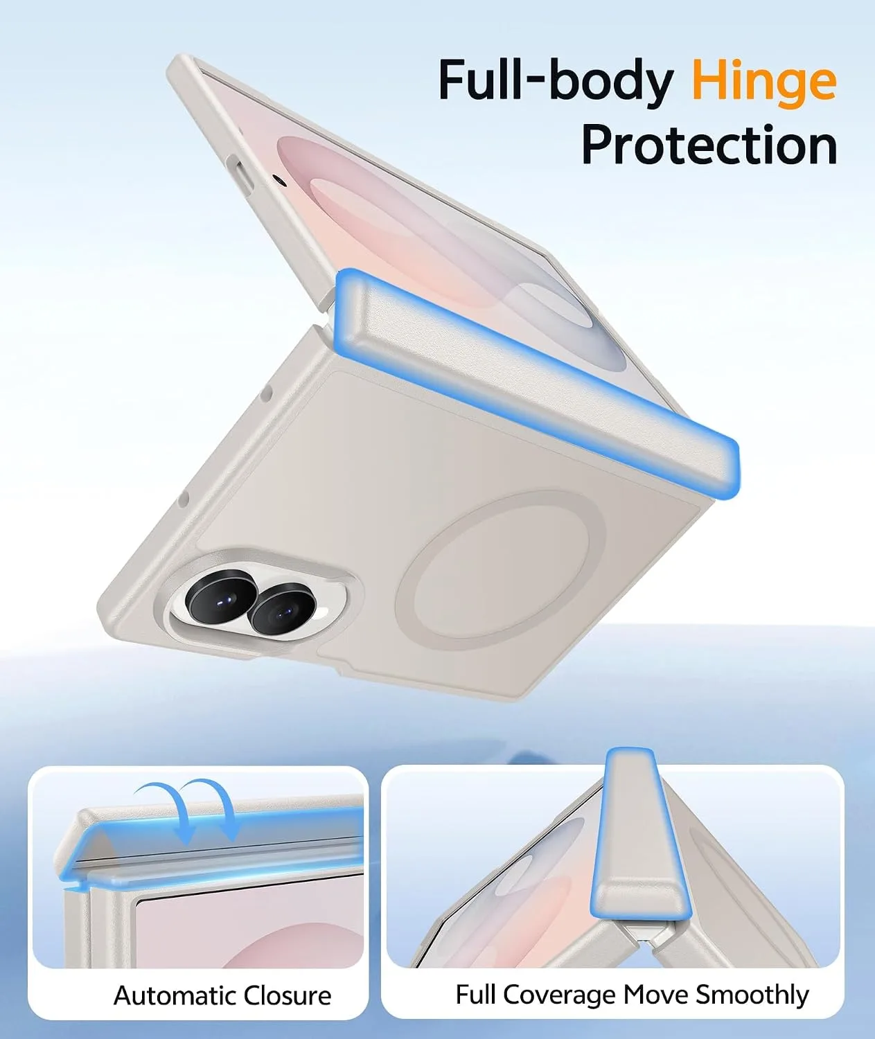 FNTCASE for Samsung Galaxy Z Fold 8 Case Fit for MagSafe Off White
