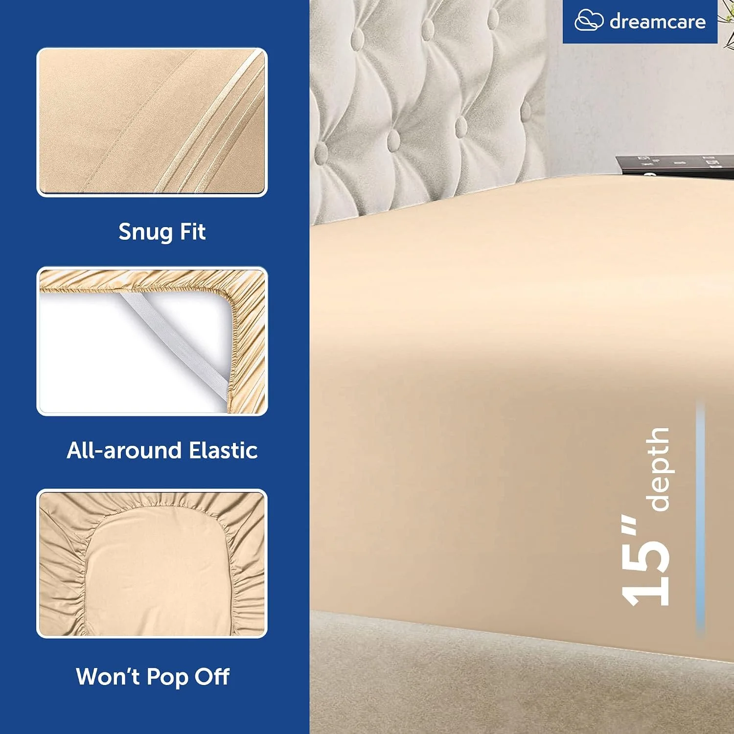 DREAMCARE King Size Sheets Set - 6 pcs Breathable Cooling Sheets King Size