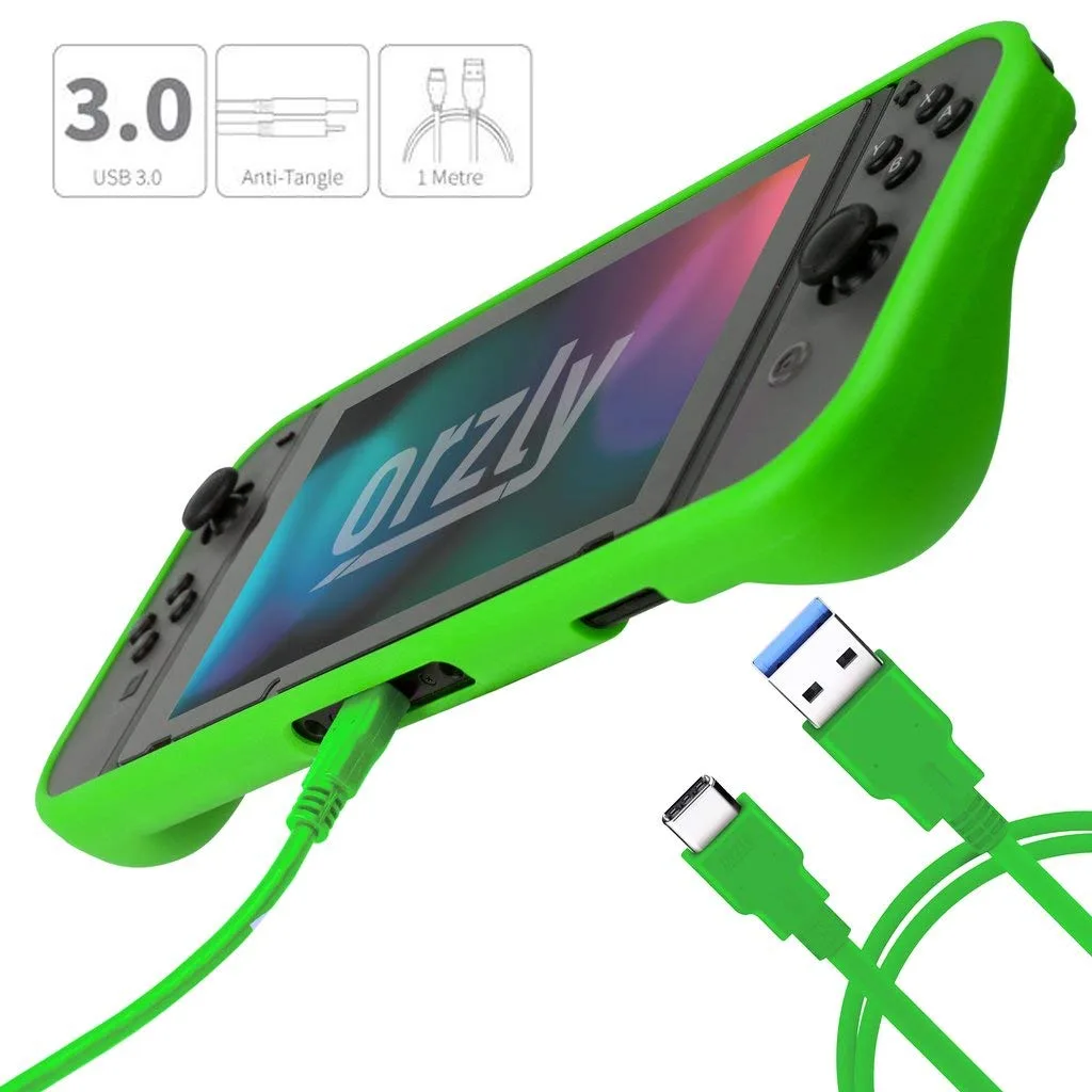 Orzly Essential Accessories Bundle for Nintendo Switch 1 & OLED, Green