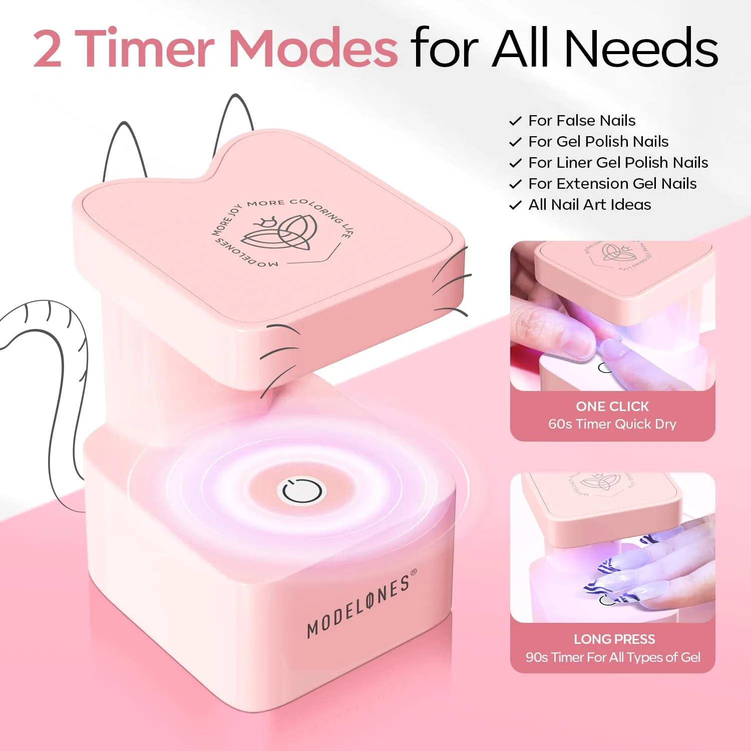 modelones Mini UV Light for Gel Nails Flash Curing 2 Timers