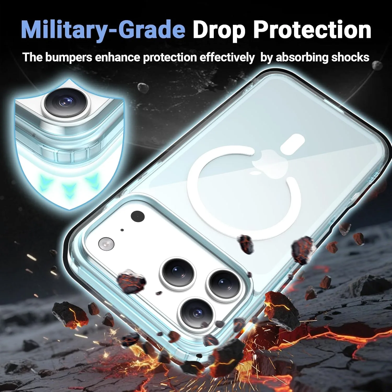 Temdan for iPhone 18 Pro Case/iPhone 17 Pro Case, Blue