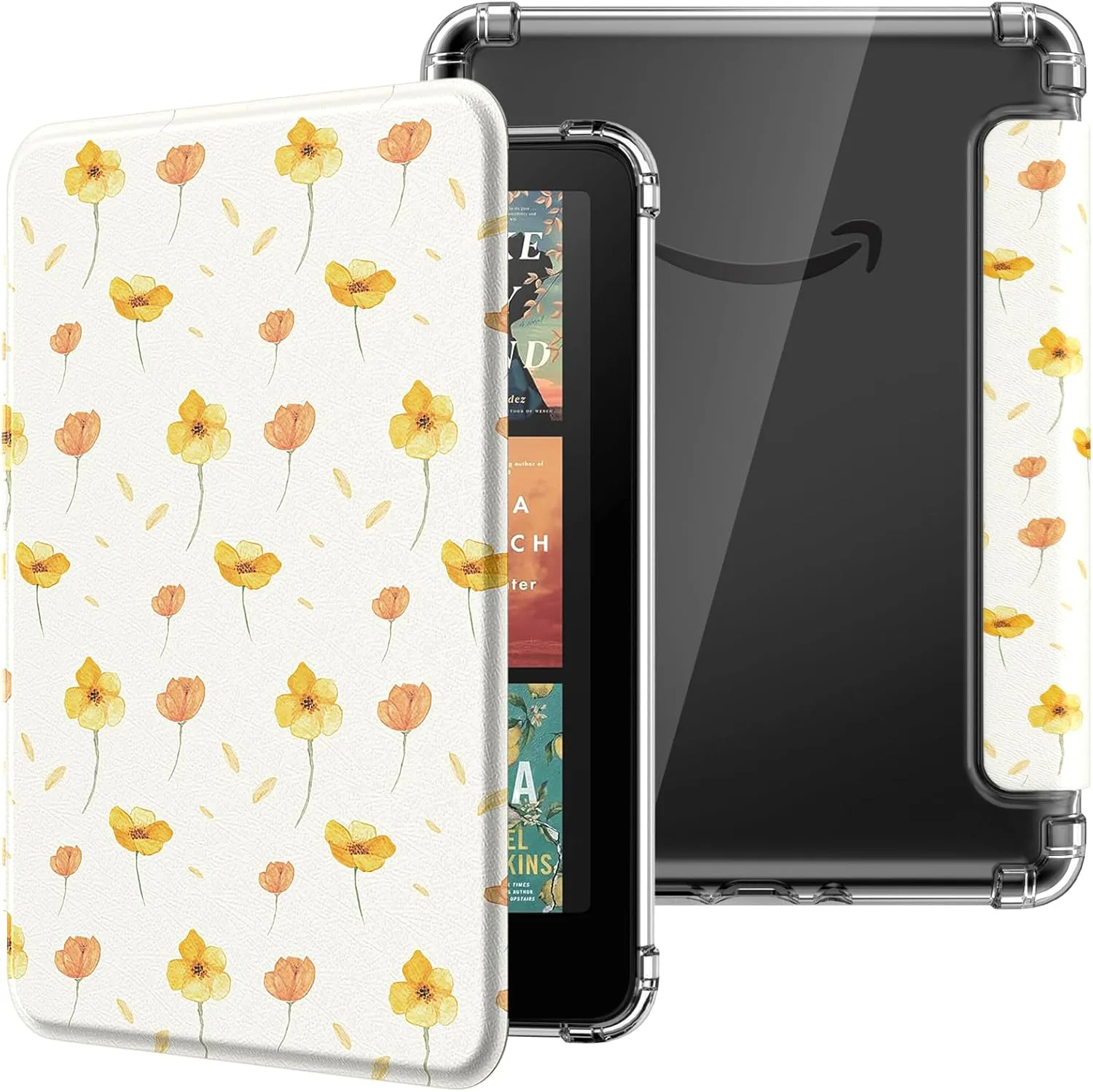 MoKo Case for Kindle Paperwhite 12th Gen & Colorsoft 2024, Flower on White