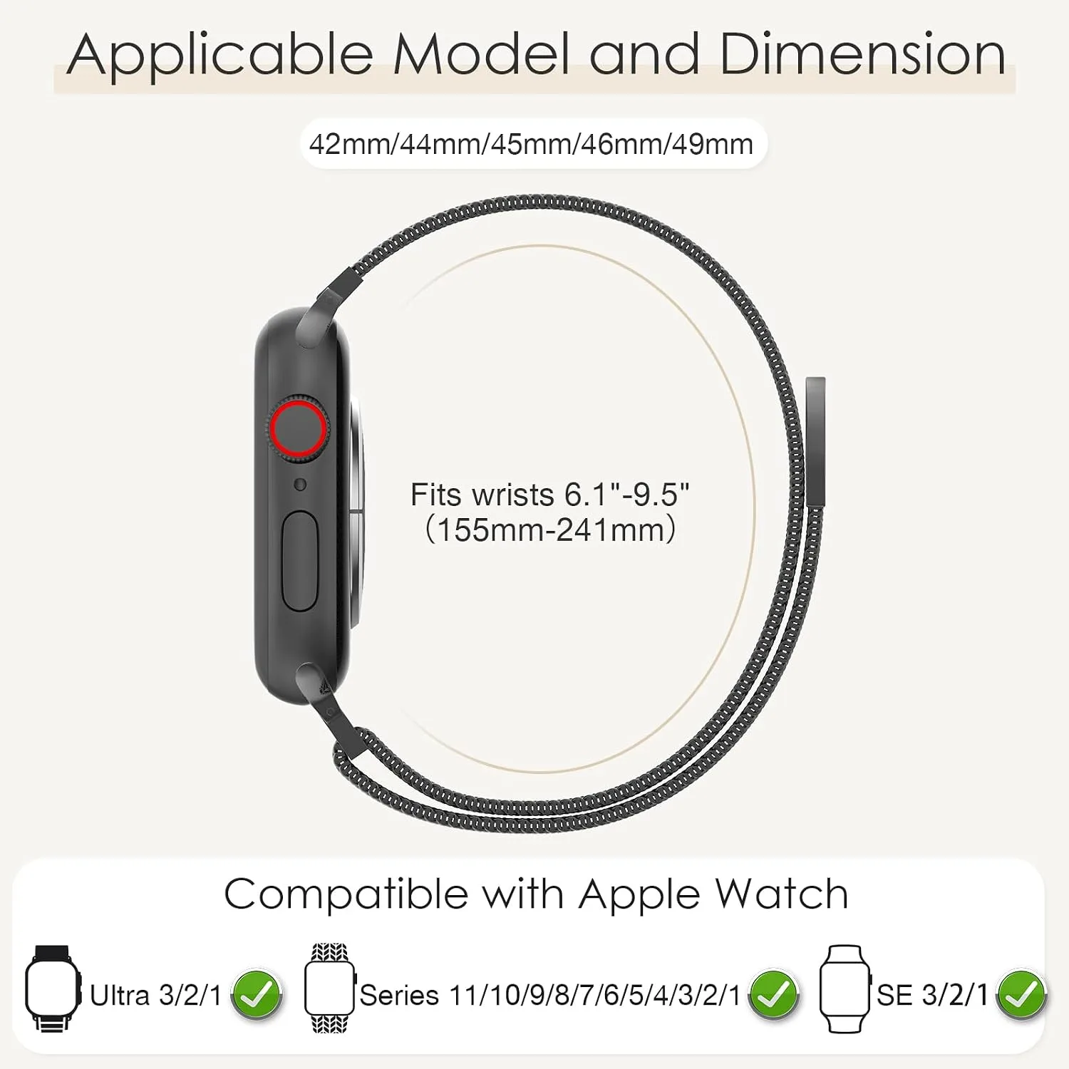 3 Pack Mesh Loop Compatible with Apple Watch Bands for Women Men