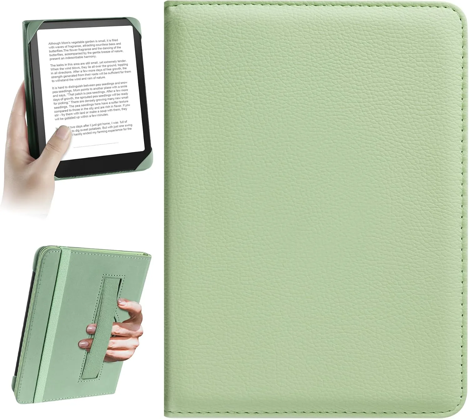 HoYiXi Universal Case for 6 inch Kindle eReader Compatible with Paperwhite(2015/2018)/Pocketbook and Tolino/Kobo Clara HD,6" eReader Protective Case Cover Elastic Rope,Green