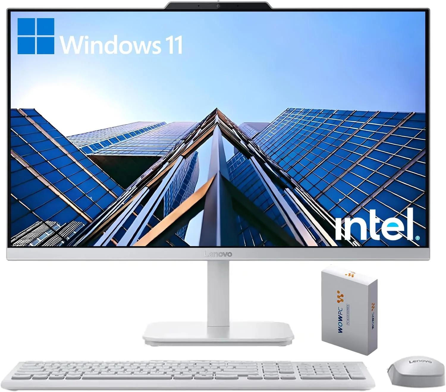 Lenovo 24" FHD All-in-One Desktop Computer for Home & Office, Intel Core i3 CPU, 8GB RAM, 512GB External & 128GB SSD, WiFi 6, HDMI, Business AIO, Vent-Hear, Wireless KB & Mouse, Win 11 Pro