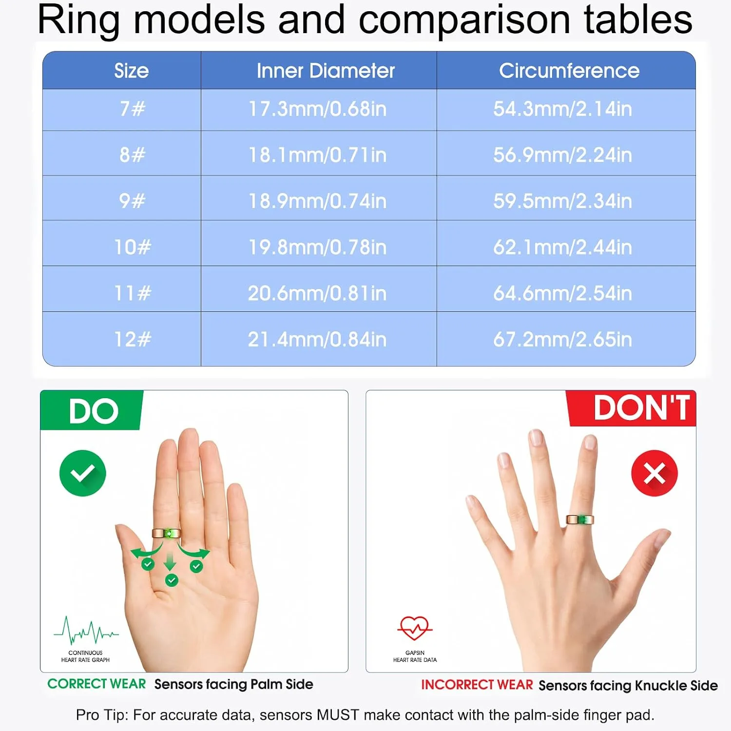 Smart Ring Health Tracker for Women & Men,Fitness Ring (Rose Gold,8#)