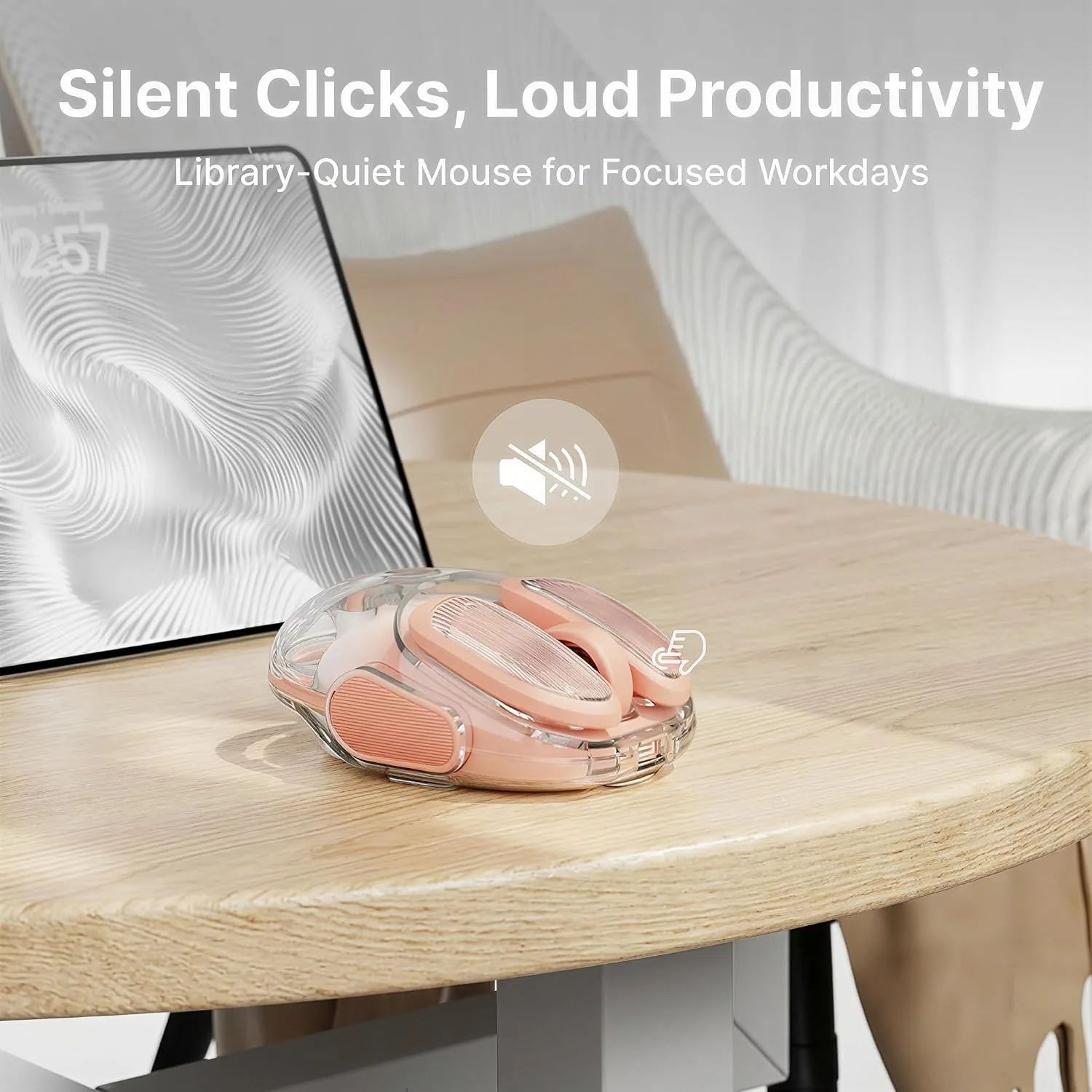 Wireless Bluetooth Mouse, Rechargeable, Clear, Silent Click for Small Hand