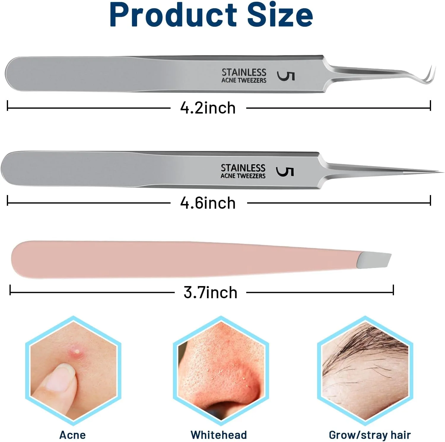 Blackhead Remover Tweezers,Ingrown Hair Tweezers, Tweezers for Facial Hair