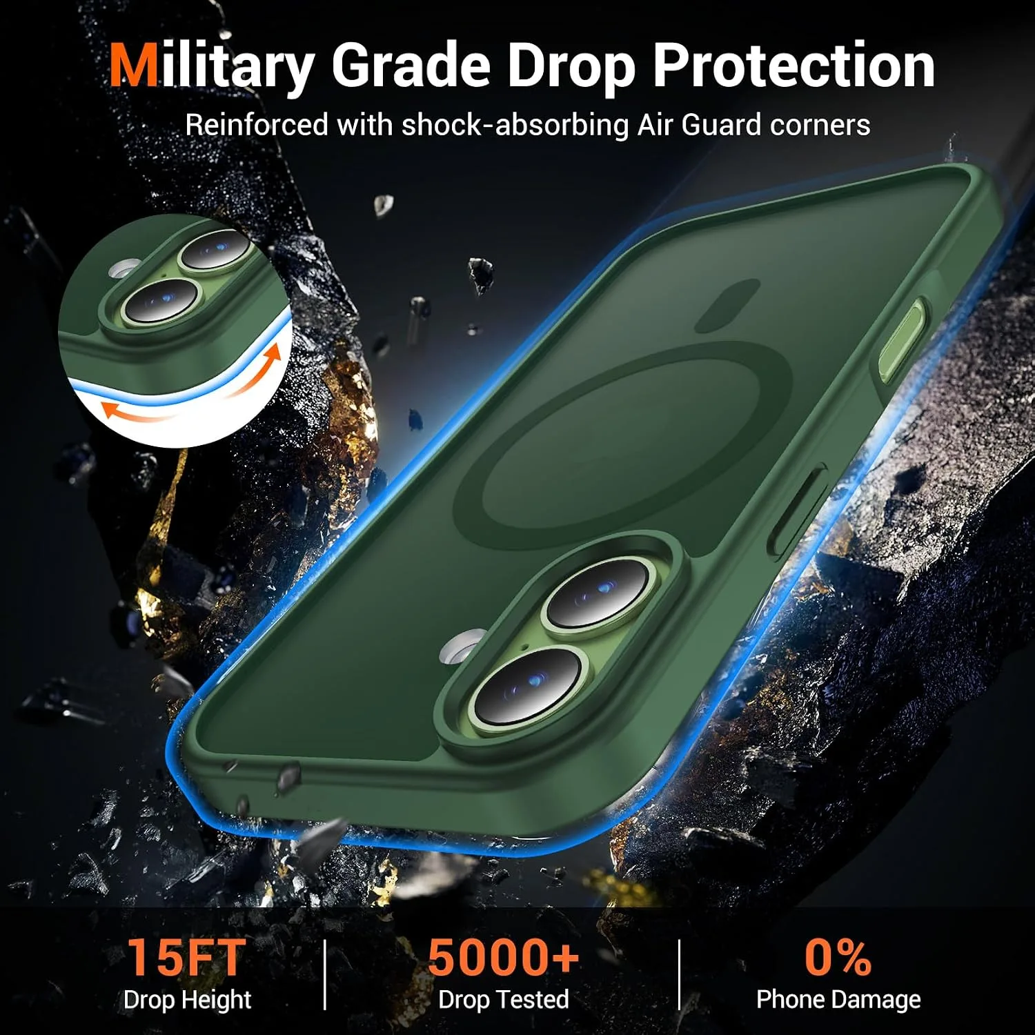 Temdan for iPhone 17 Case with Screen Protector Alpine Green