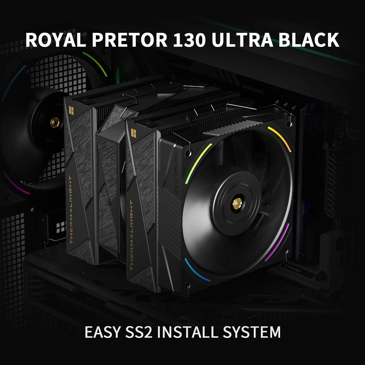 Thermalright Royal Pretor 130 Ultra Black CPU Cooler, 7 Heat Pipes Heatsink CPU Cooling, Black Brushed Top Cover, for Intel LGA115X/2011/1700/1851,AM4/AM5 Platforms,Double Towers and Fans Cooler
