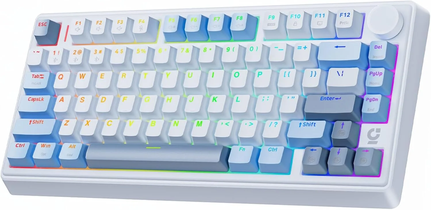 wegear 75% Compact Mechanical Keyboard with Knob for PC/Mac/Laptop-Blue
