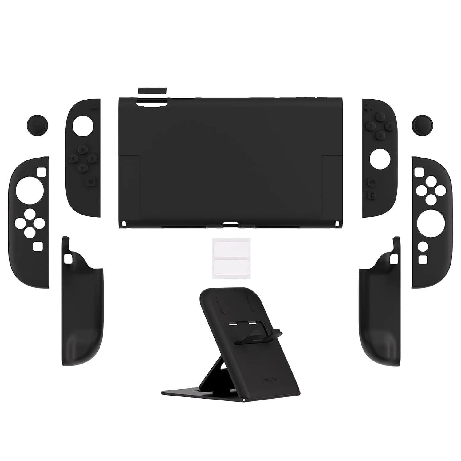 PlayVital Protective Case for Nintendo Switch 2 with Extra Stand & Thumb Grip Caps | Split Design, Dockable Hard Shell Cover for Nintendo Switch 2 | Solid Color Series, Black