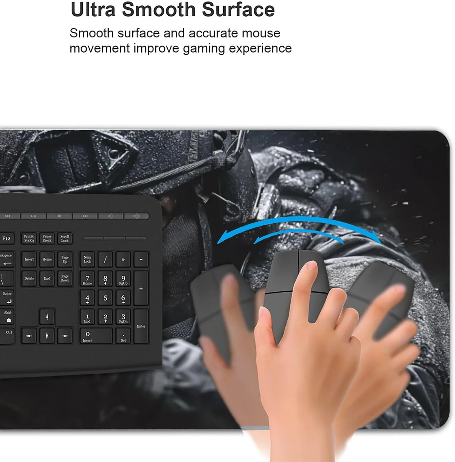 Large Gaming Mouse Pad with Non-Slip Rubber Base, Tactical Soldier Design, Smooth Surface for Work, Office and Home, 35.4" x 15.7