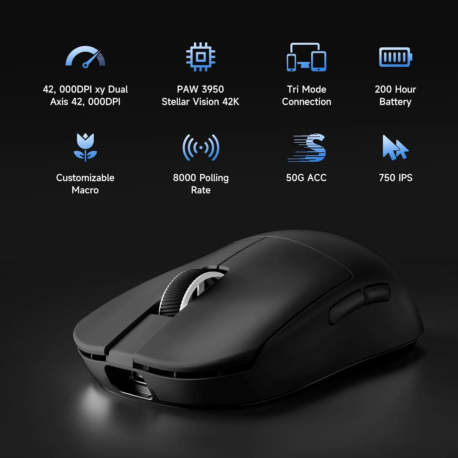 MCHOSE L7 Ultra+ Wireless Gaming Mouse, Ergonomic Mouse Lightweight 48g