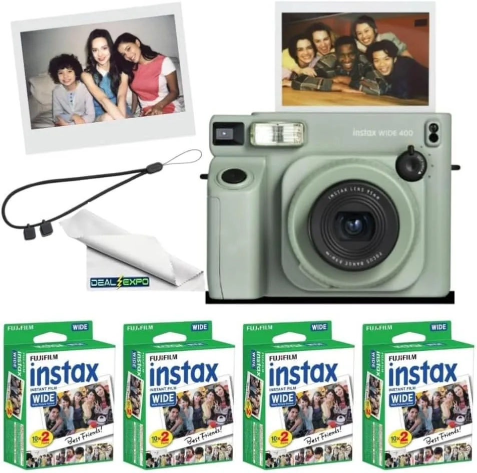 FUJIFILM instax Wide 400 Instant Film Camera (Black + Extra Film(40 Sheets))
