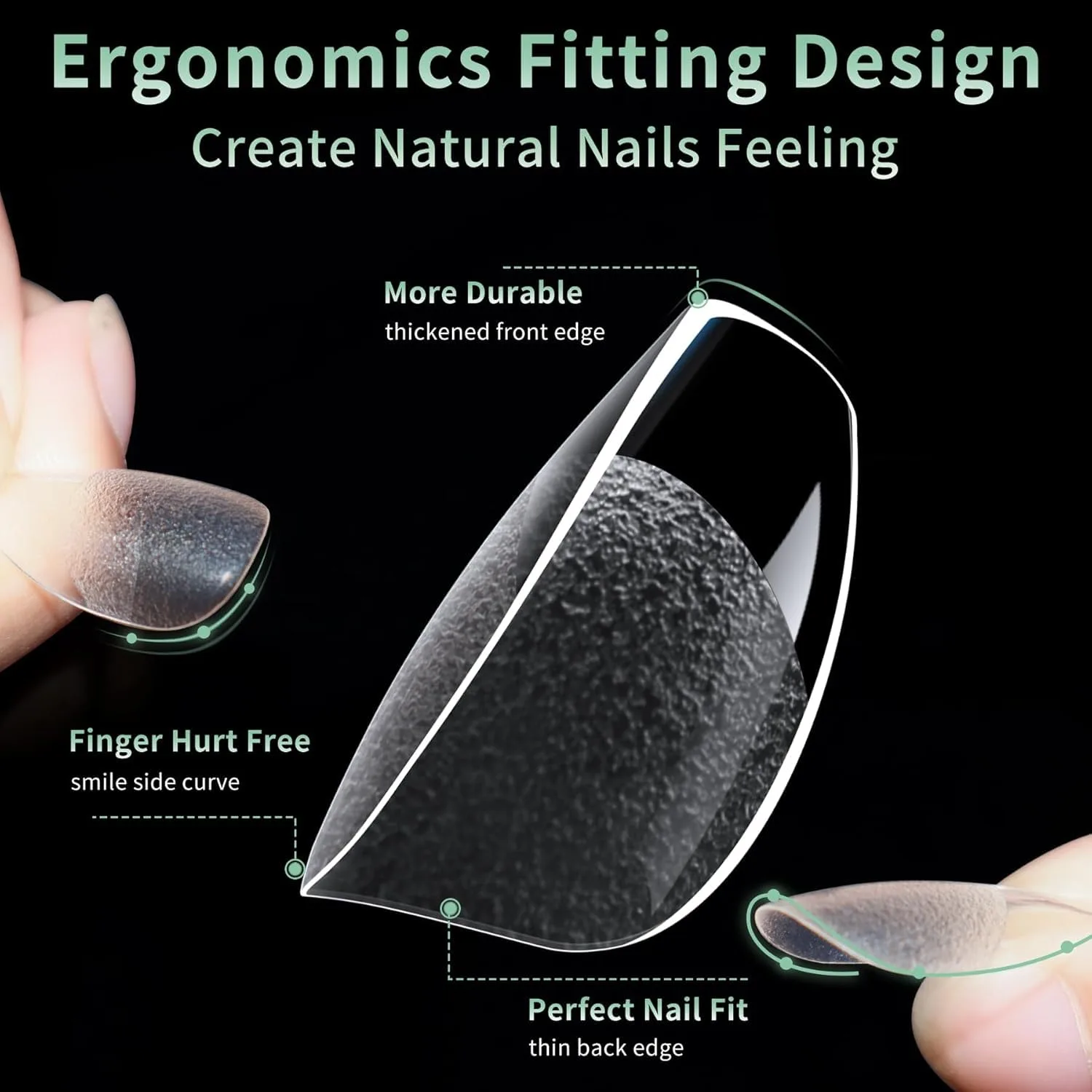 LEYKOSH Extra Short Coffin Nail Tips, 240 Pcs Clear Fake Nails, 15 Sizes