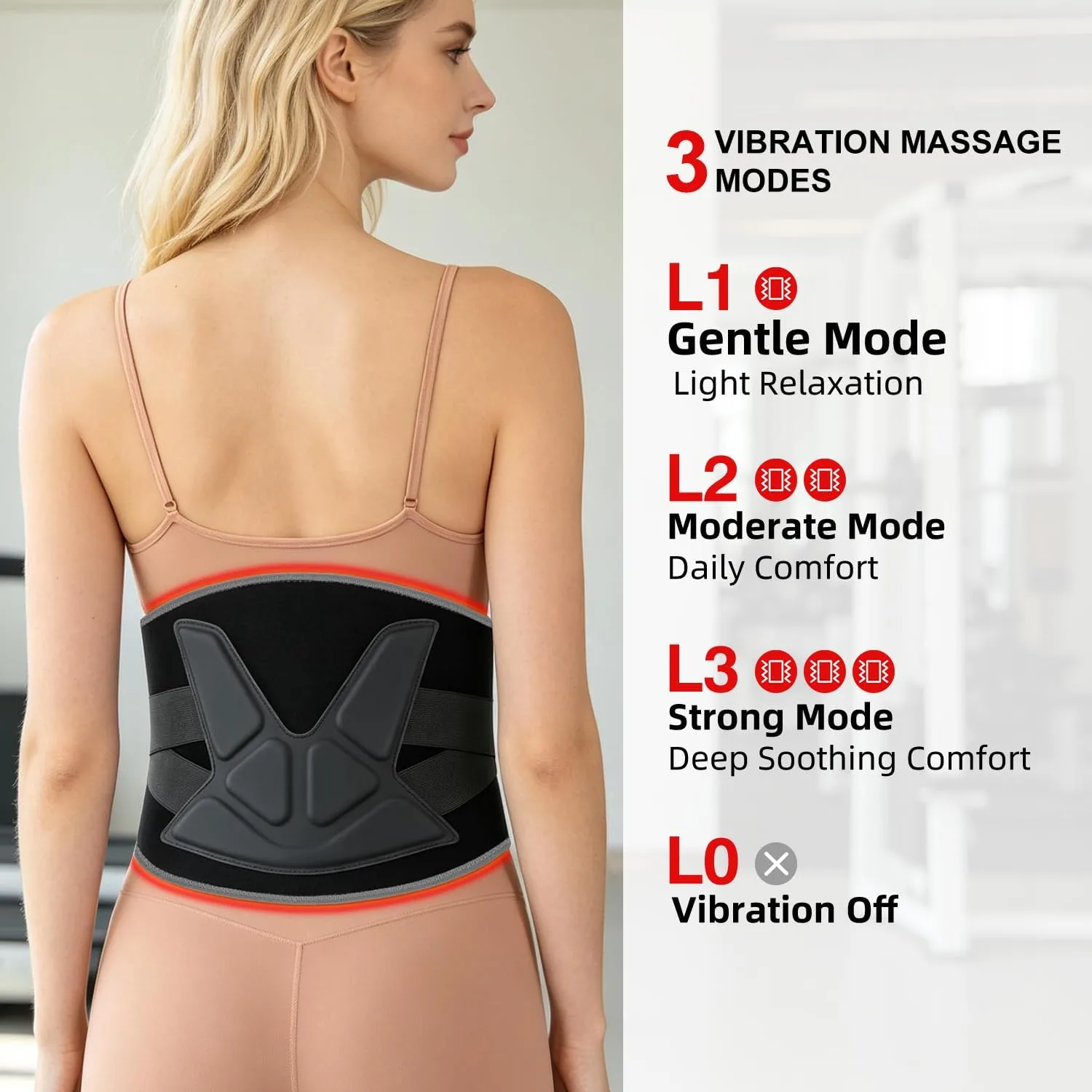 Red Light Therapy Belt for Body, Cordless Warmth & Massage, 660nm & 850nm