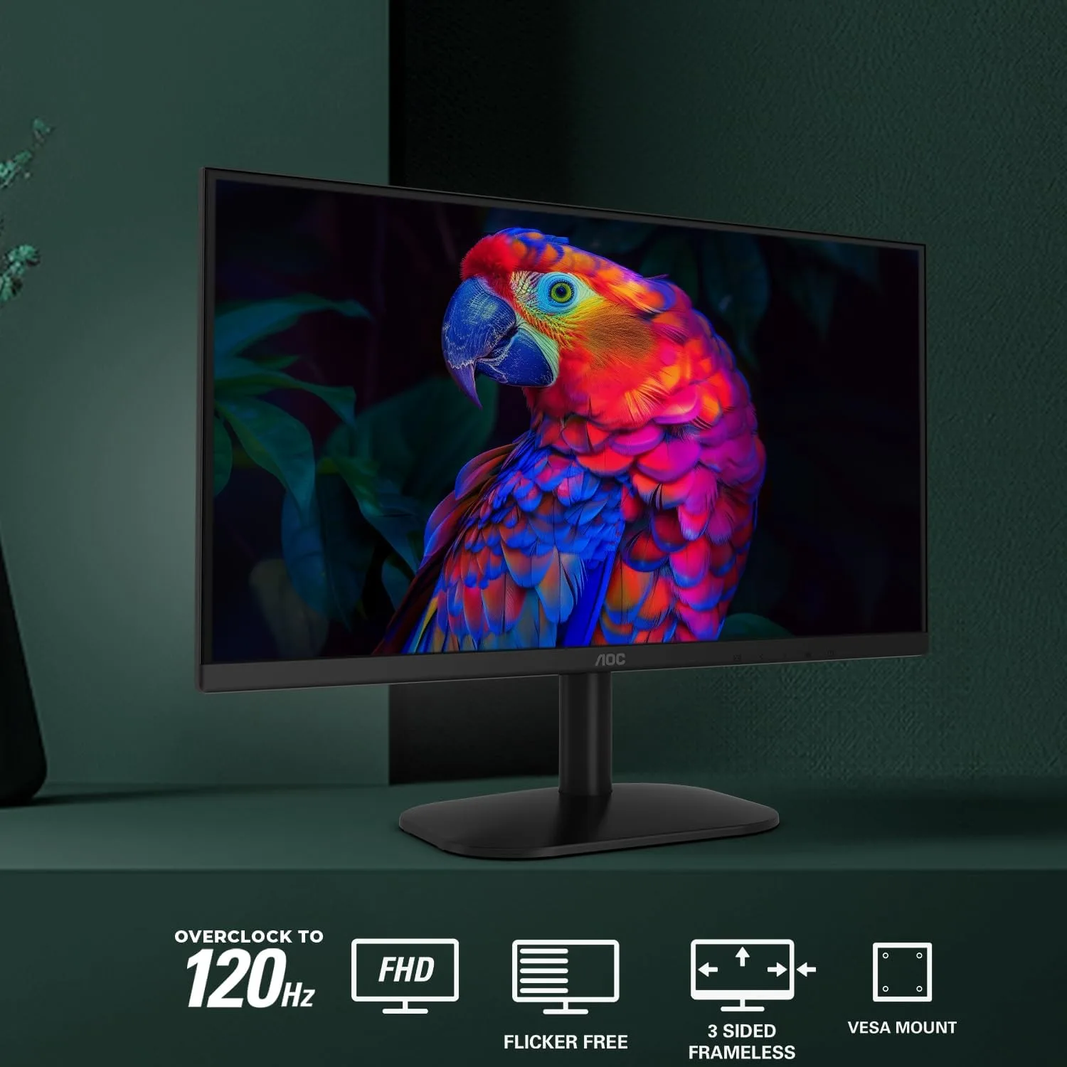 AOC 22 Inch Computer Monitor FHD 120Hz Overclocked VA HDR, 22B35HM23