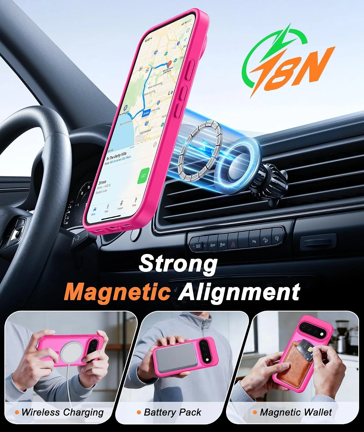 FNTCASE for Google Piexl 11 / 11 Pro Case Fit for MagSafe Hot Pink
