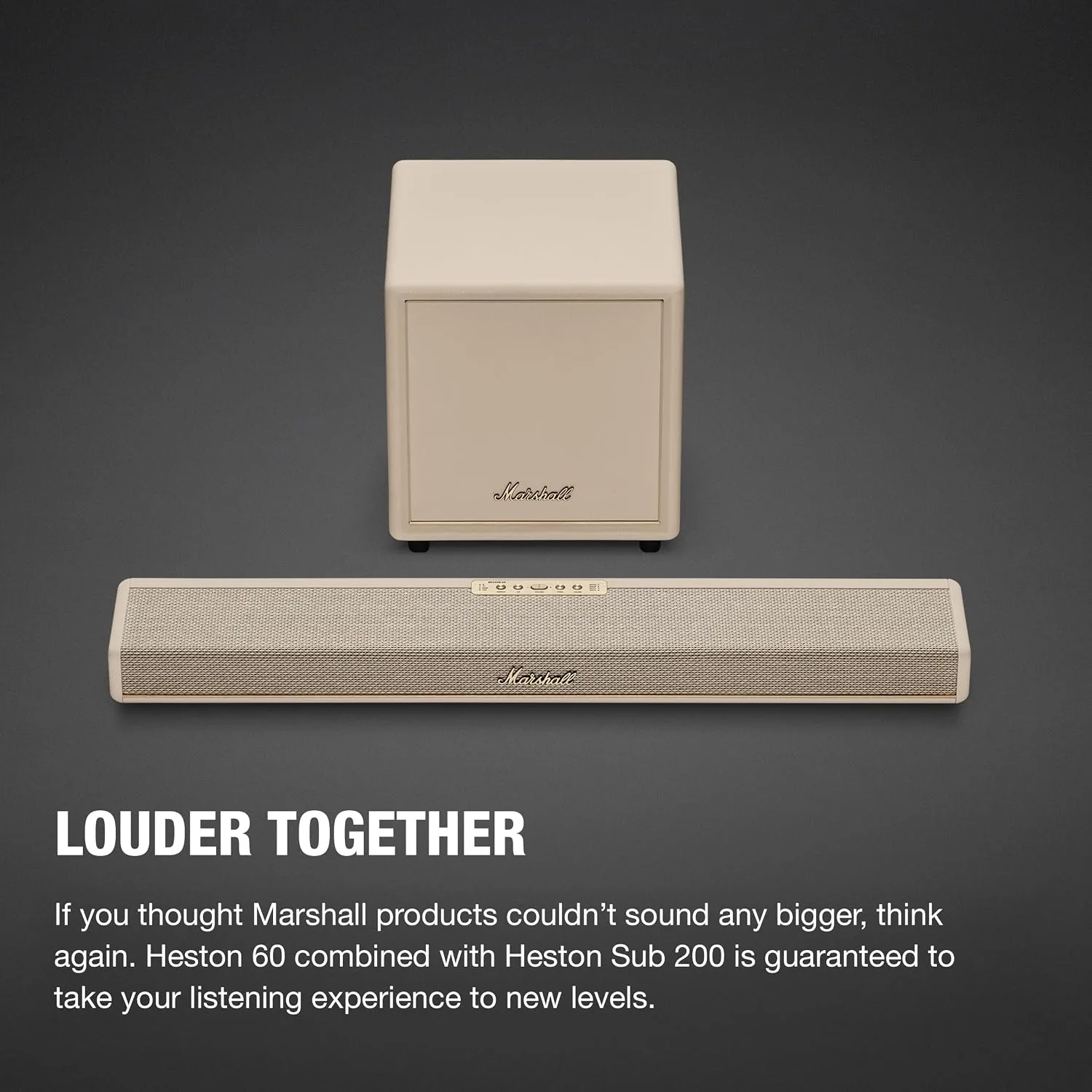 Marshall Heston 60 Soundbar with Dolby Atmos Immersive Sound - Cream