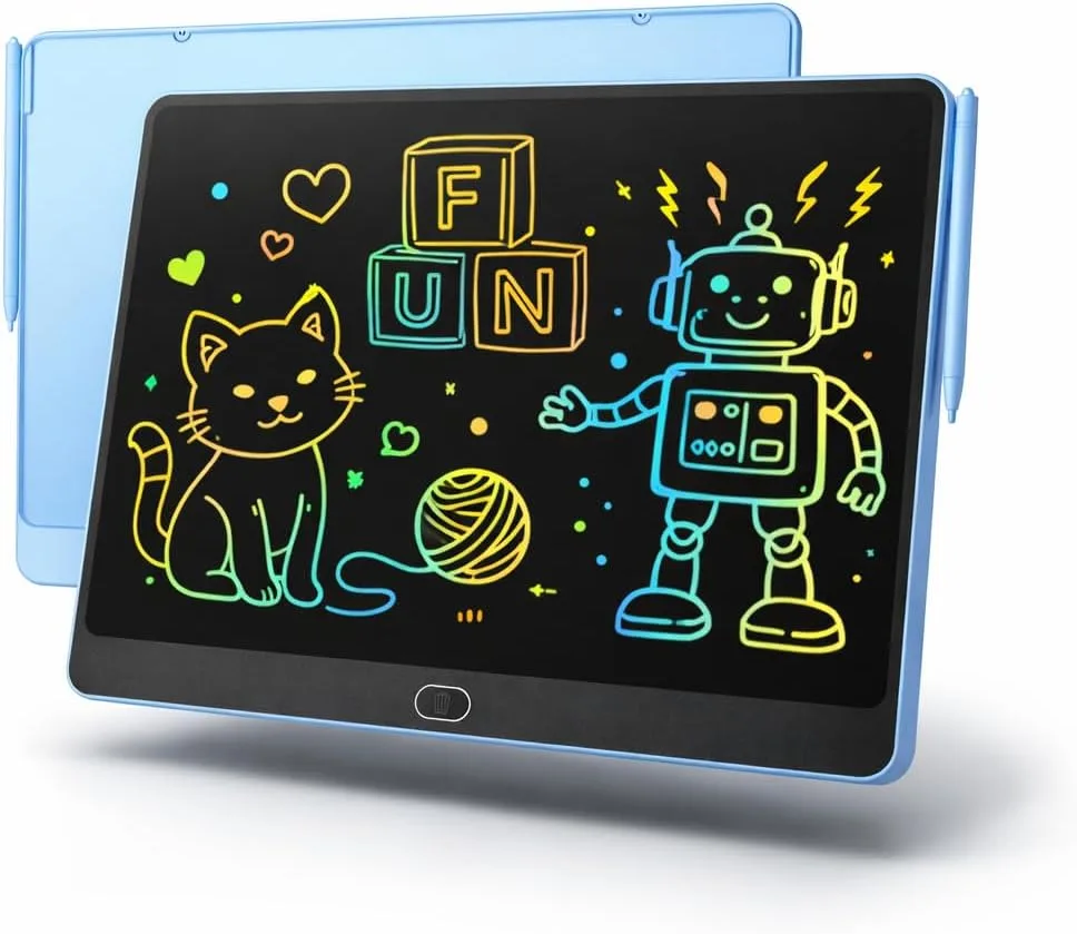 16 Inch Large LCD Writing Tablet for Kids, Colorful Reusable Electronic Doodle Board with Stylus, Educational Drawing Pad for Math Practice & Learning, Travel Essential Toys for Boys Girls (Blue)