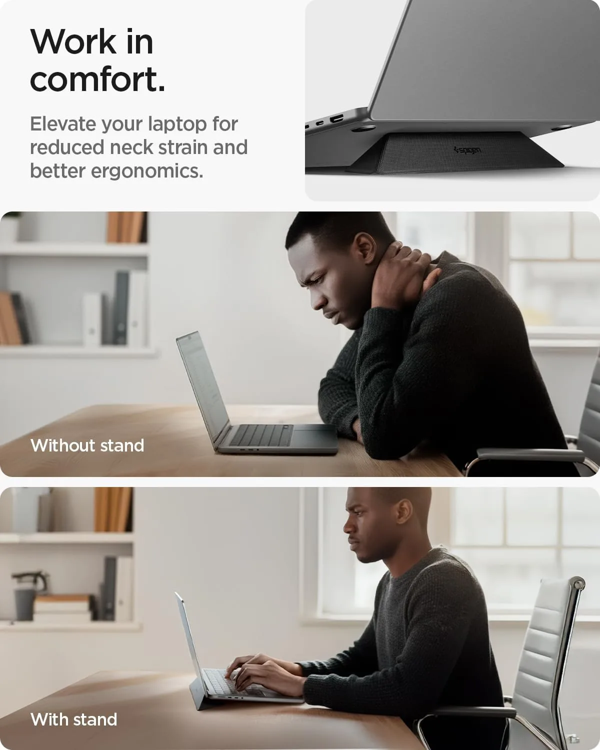 Spigen Slim Fold Portable Laptop Stand Keyboard Riser Foldable Portable