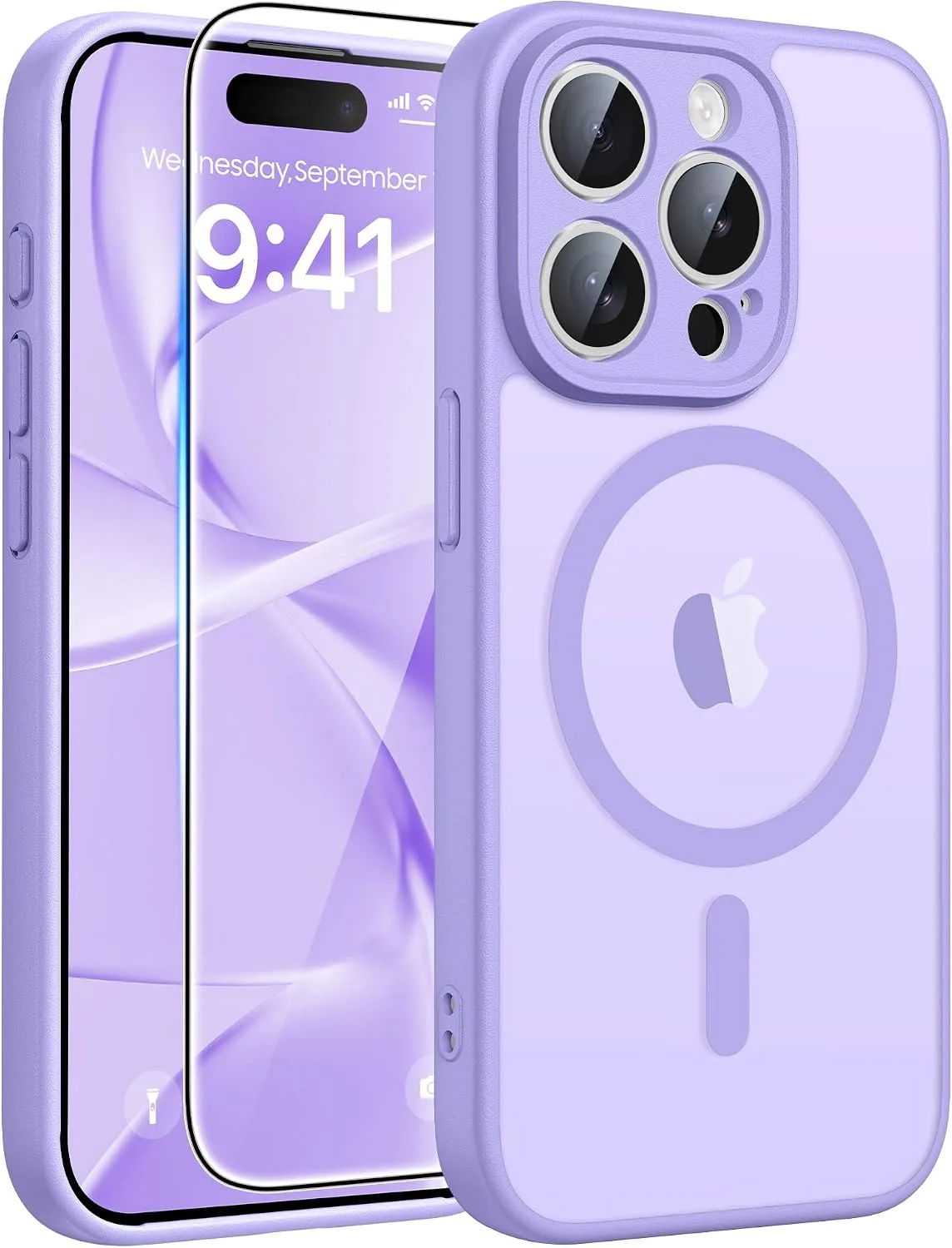 Carcasa Fntcase para iPhone 15 Pro Max con protector de pantalla de vidrio templado