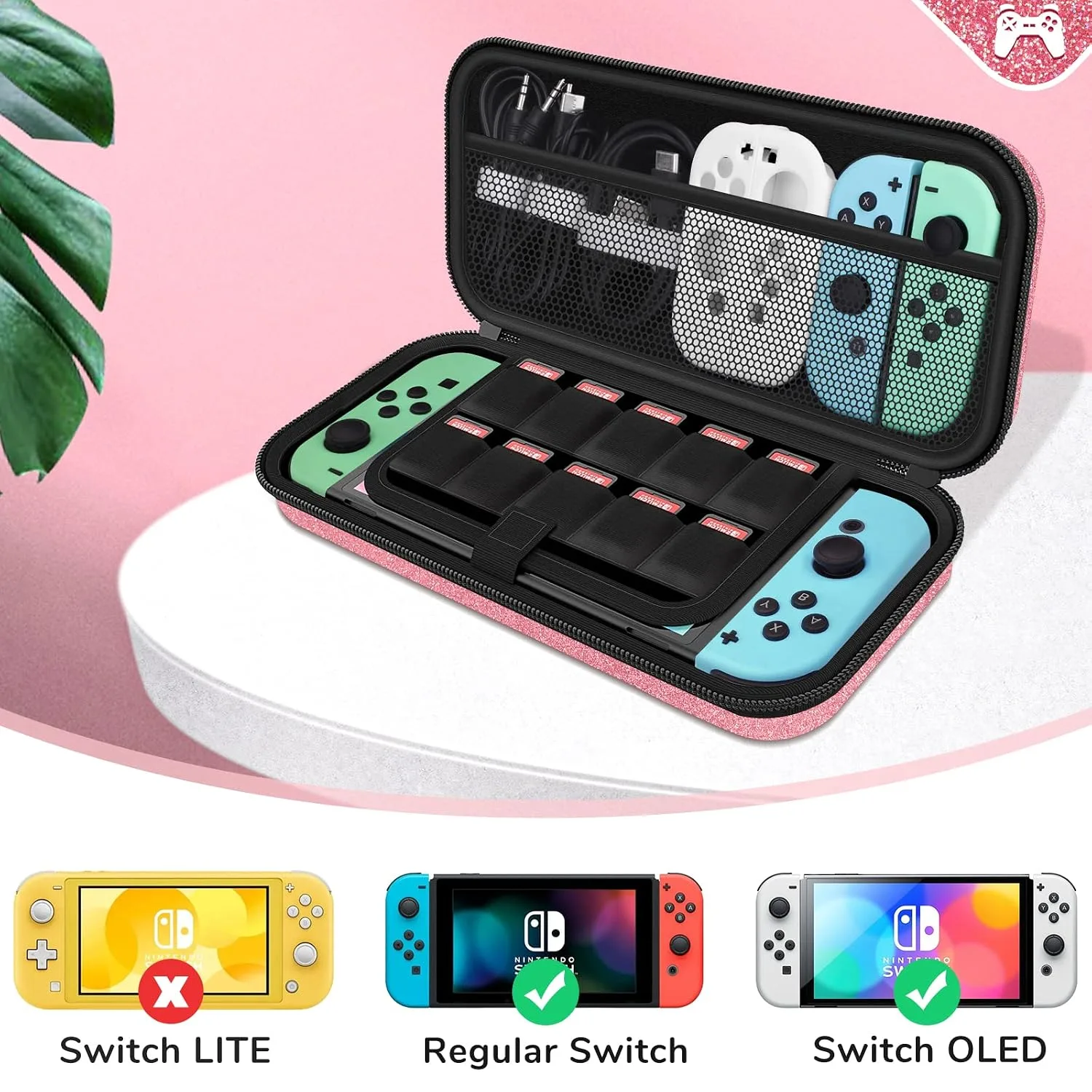 homicozy Glitter Carrying Case for Nintendo Switch & Switch OLED Console
