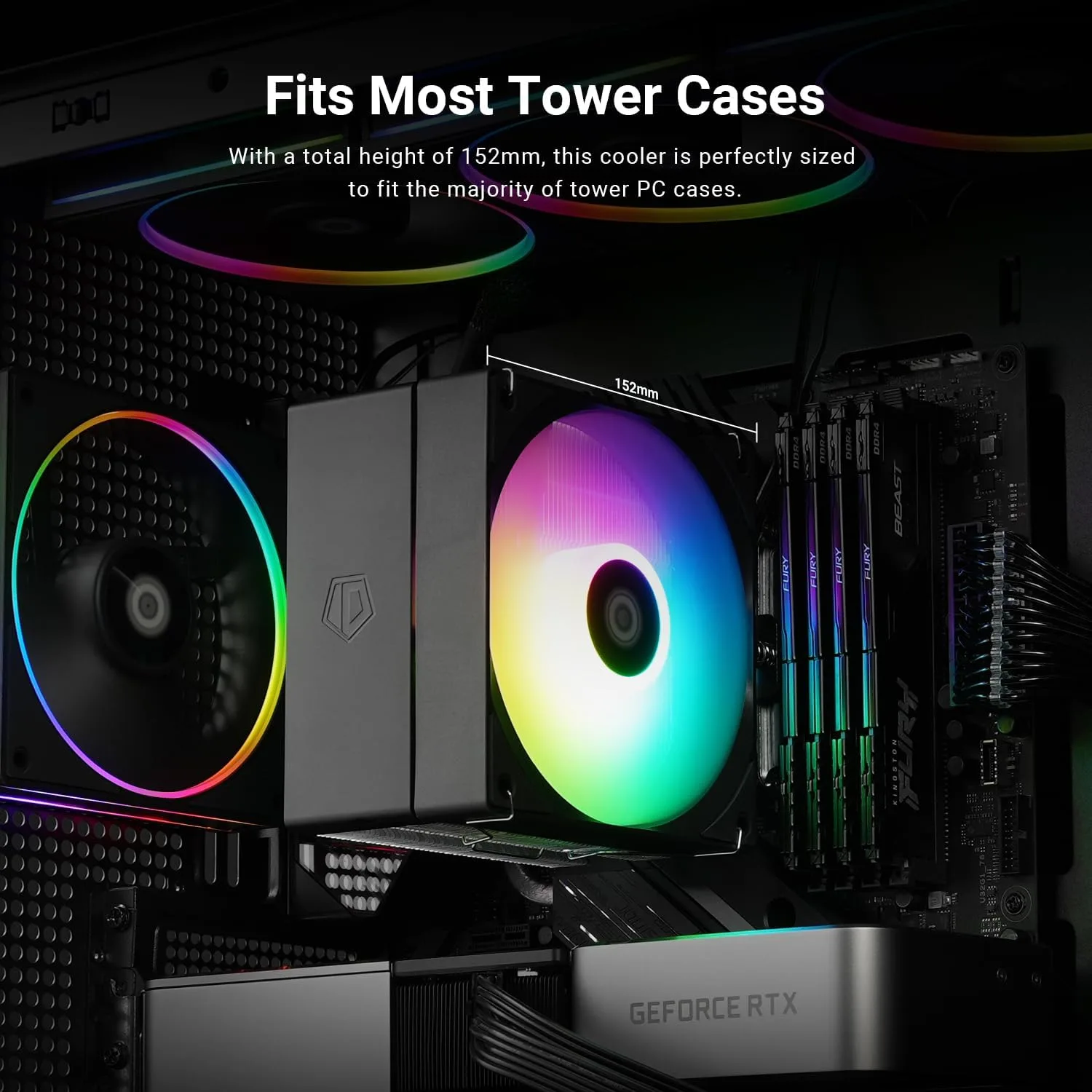 ID-COOLING SE-214-XT V2 ARGB CPU Air Cooler, Full Memory Clearance, 200W