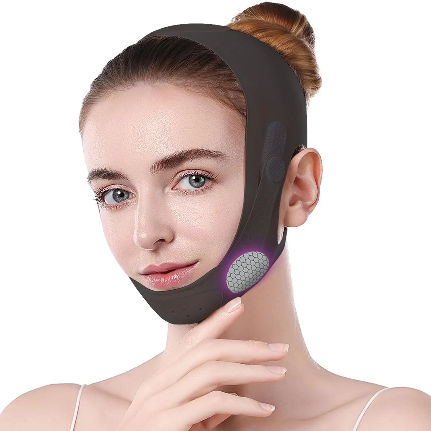 Cinta para mentón Lixuee doble para dormir y lifting facial negra