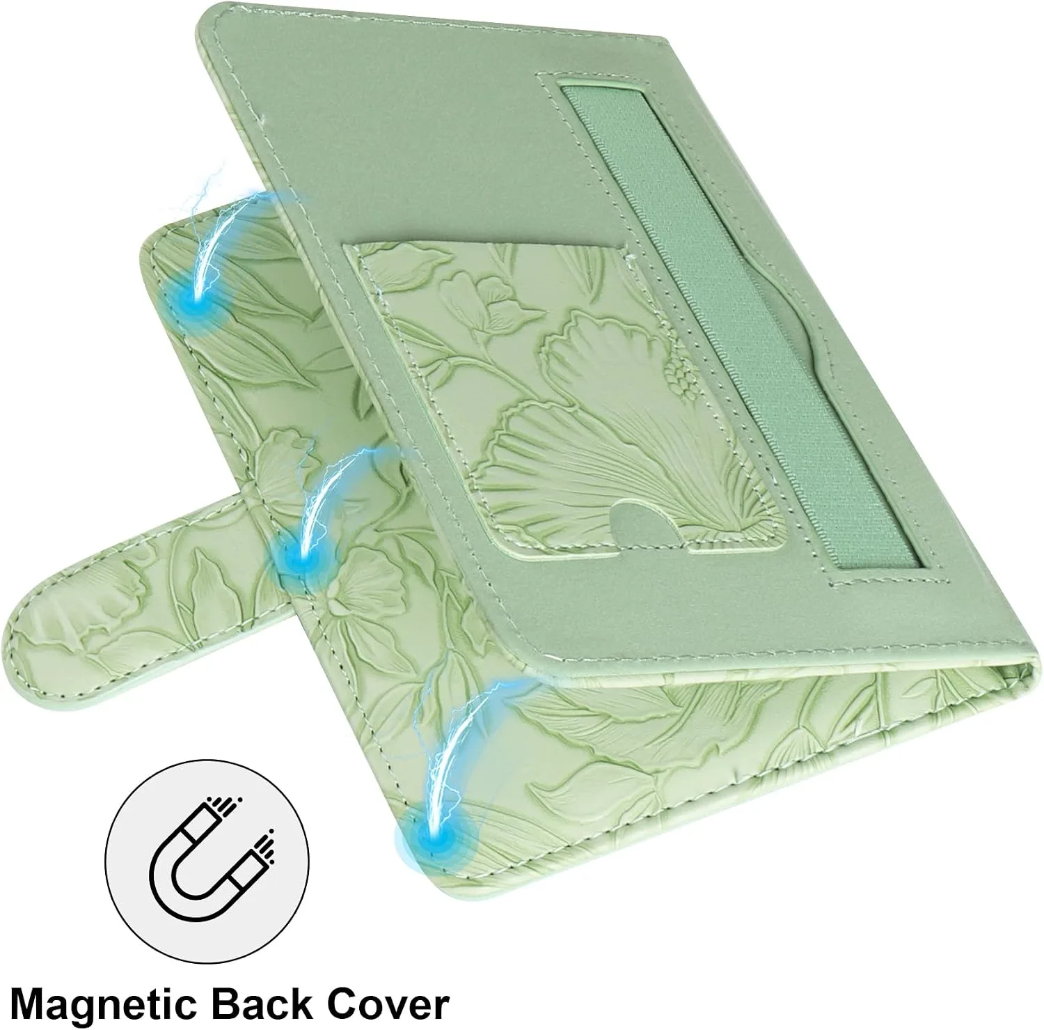 HoYiXi Universal Case for 6-inch Kindle eReader Compatible with Kobo/Voyaga/Pocketbook/Tolino E-Book Reader,6'' eReader Protective Cover with Built-in Card Slot,Green Leaves