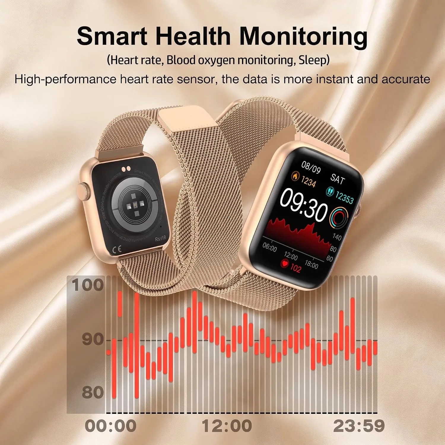 Smart Watch for Women with Bluetooth Call & Blood Pressure, 1.9" HD Screen