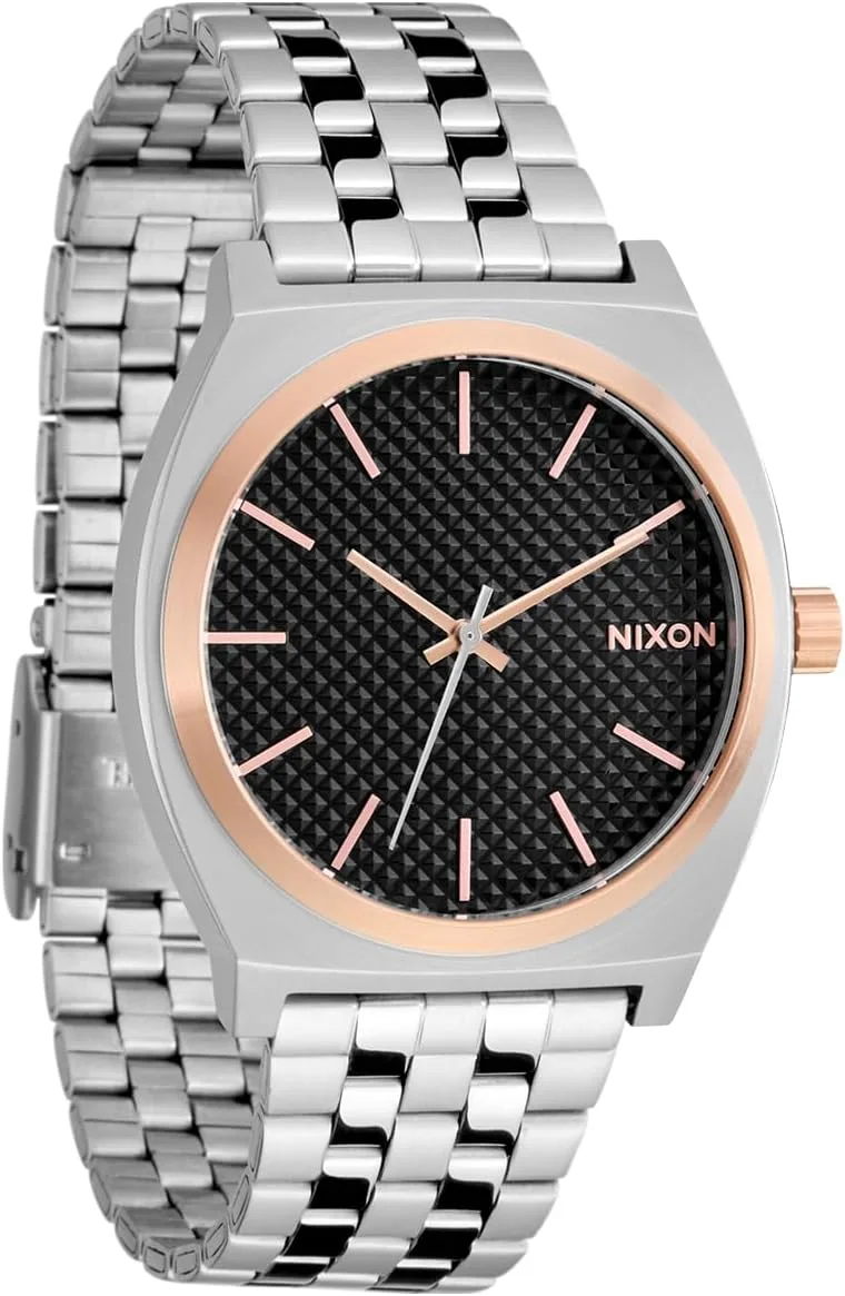 NIXON Time Teller A045 - 100m Water Resistant Men's Analog Fashion Watch (37mm Watch Face, 19.5mm-18mm Stainless Steel Band)