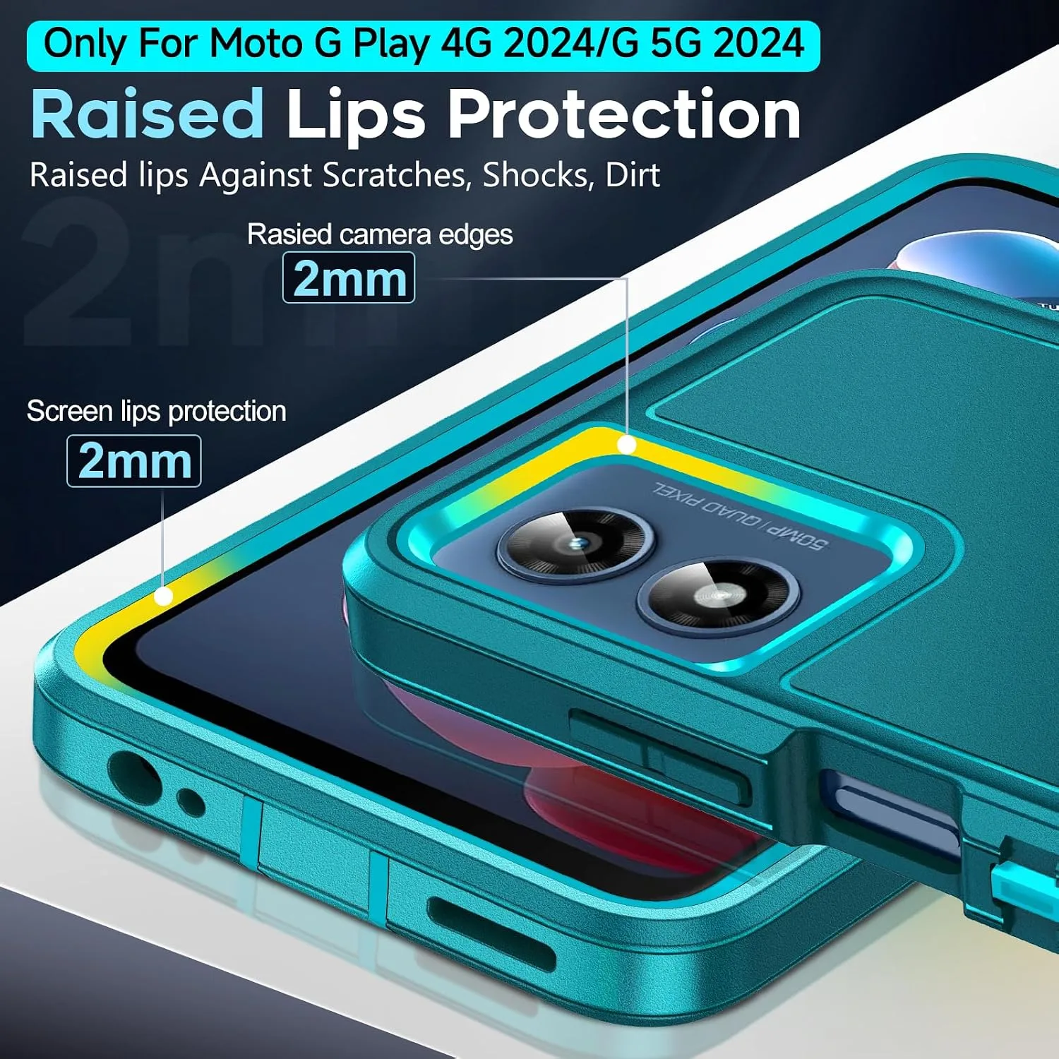 for Moto-G-5G-2024 Case: 𝗡𝗼𝘁 𝗣𝗹𝗮𝘆 𝟮𝟬𝟮𝟰, 3 in 1 Full Body, Teal
