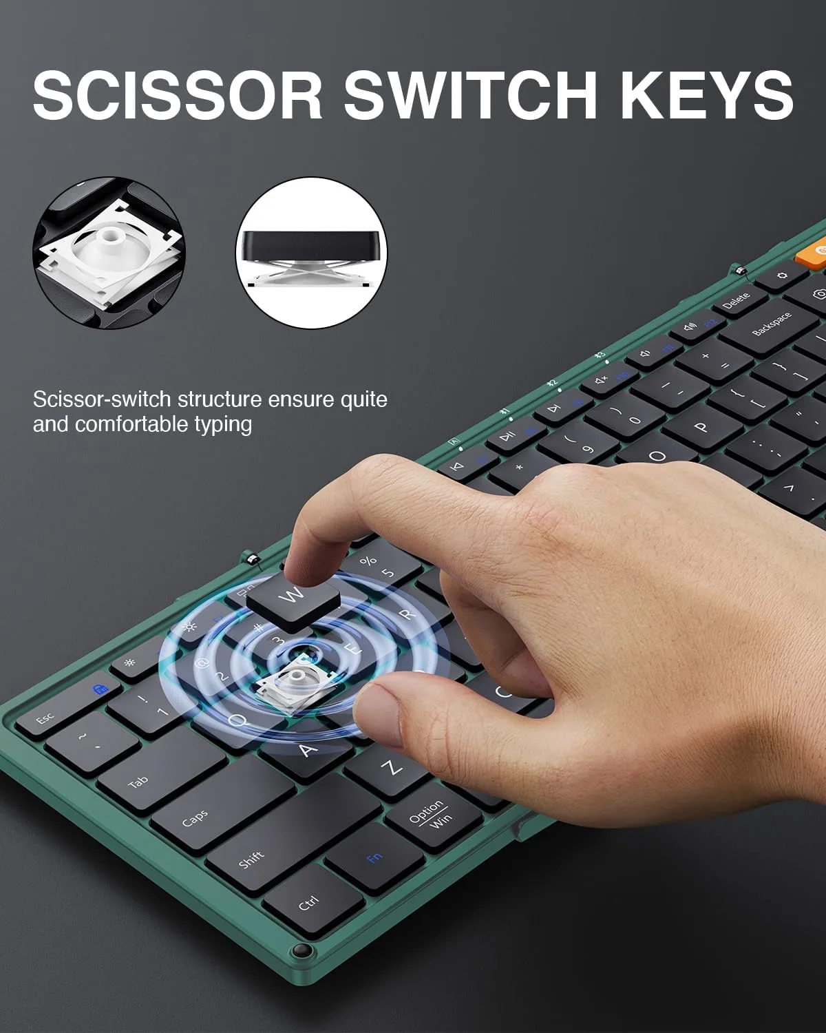 ProtoArc XK01 Full-Size Foldable Bluetooth Keyboard for Travel, Green
