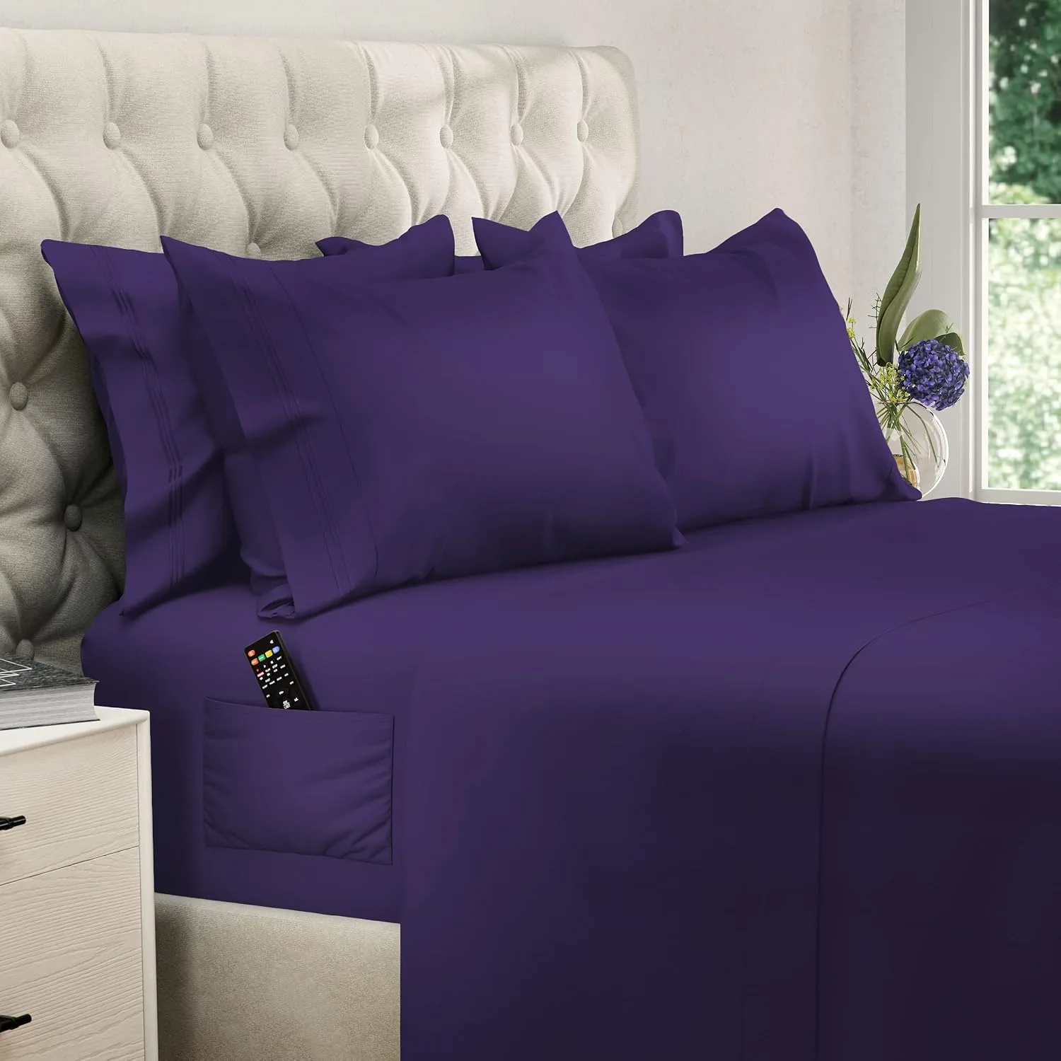 DREAMCARE King Size Sheets Set - 6 pcs Breathable Cooling Sheets King Size