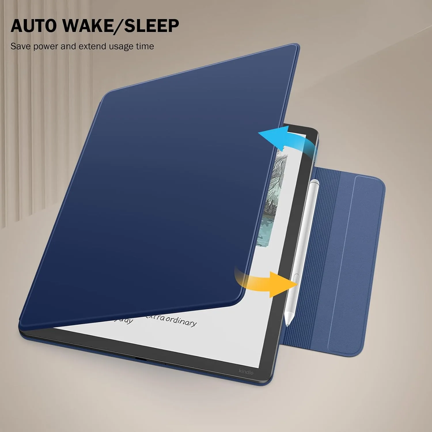 MoKo Magnetic Case for 11" Kindle Scribe 3rd & Colorsoft 1st,Blu Marino