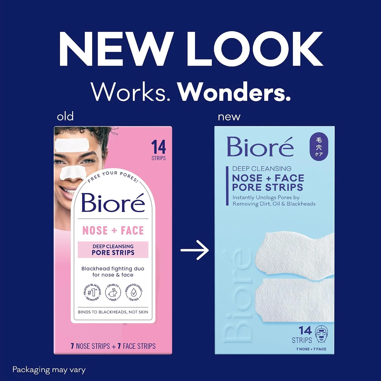 Biore Blackhead Remover Pore Strips, Deep Cleansing, Nose & Face, 14 ct